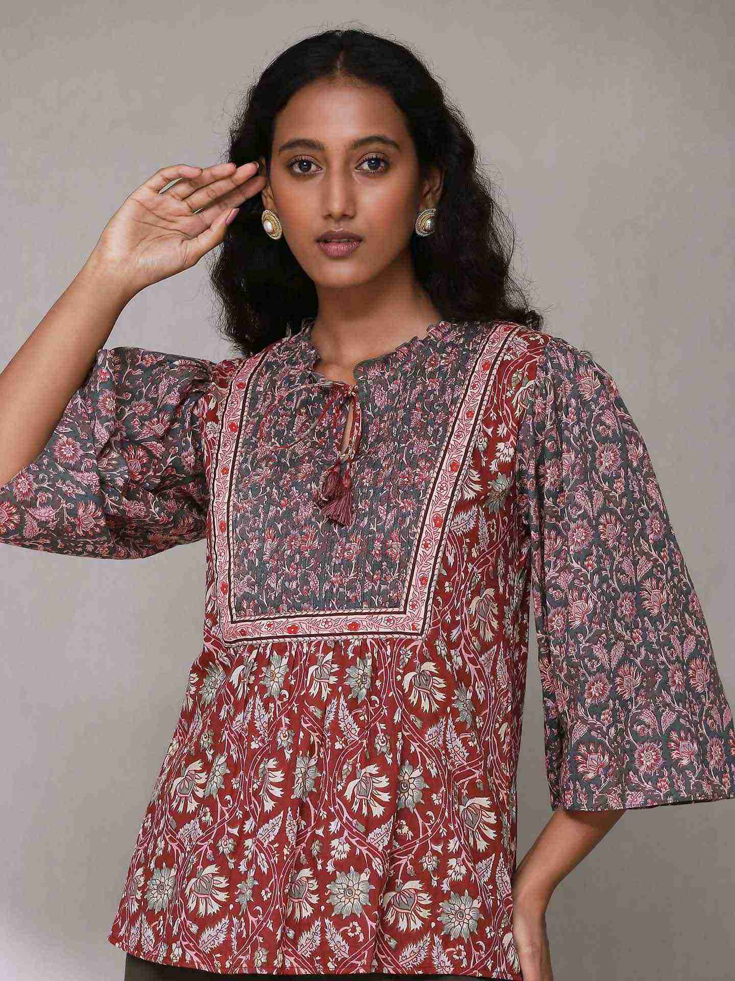 Maroon & Grey Melvin Kurti