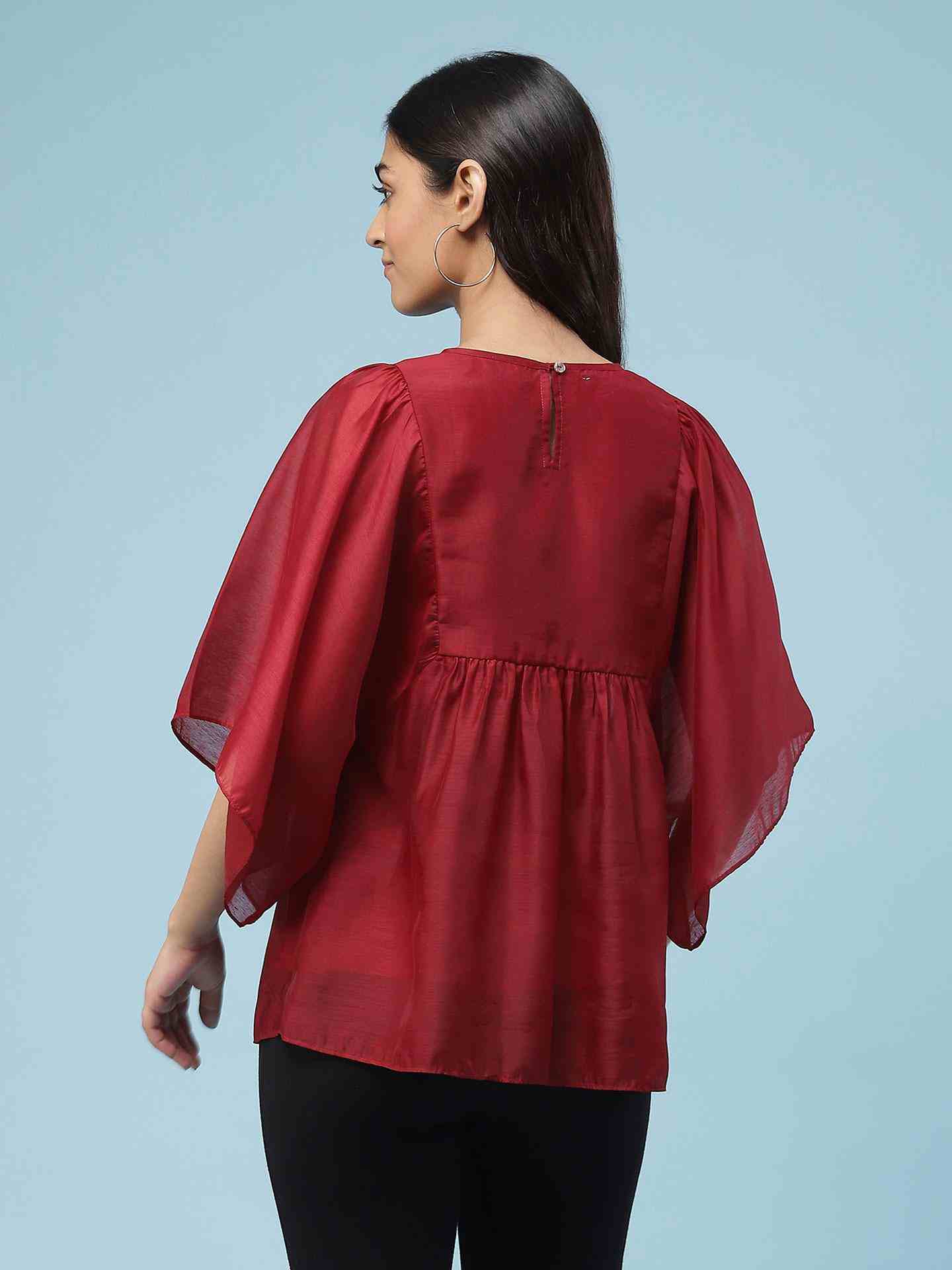 Wine Tarana Kaftan Top