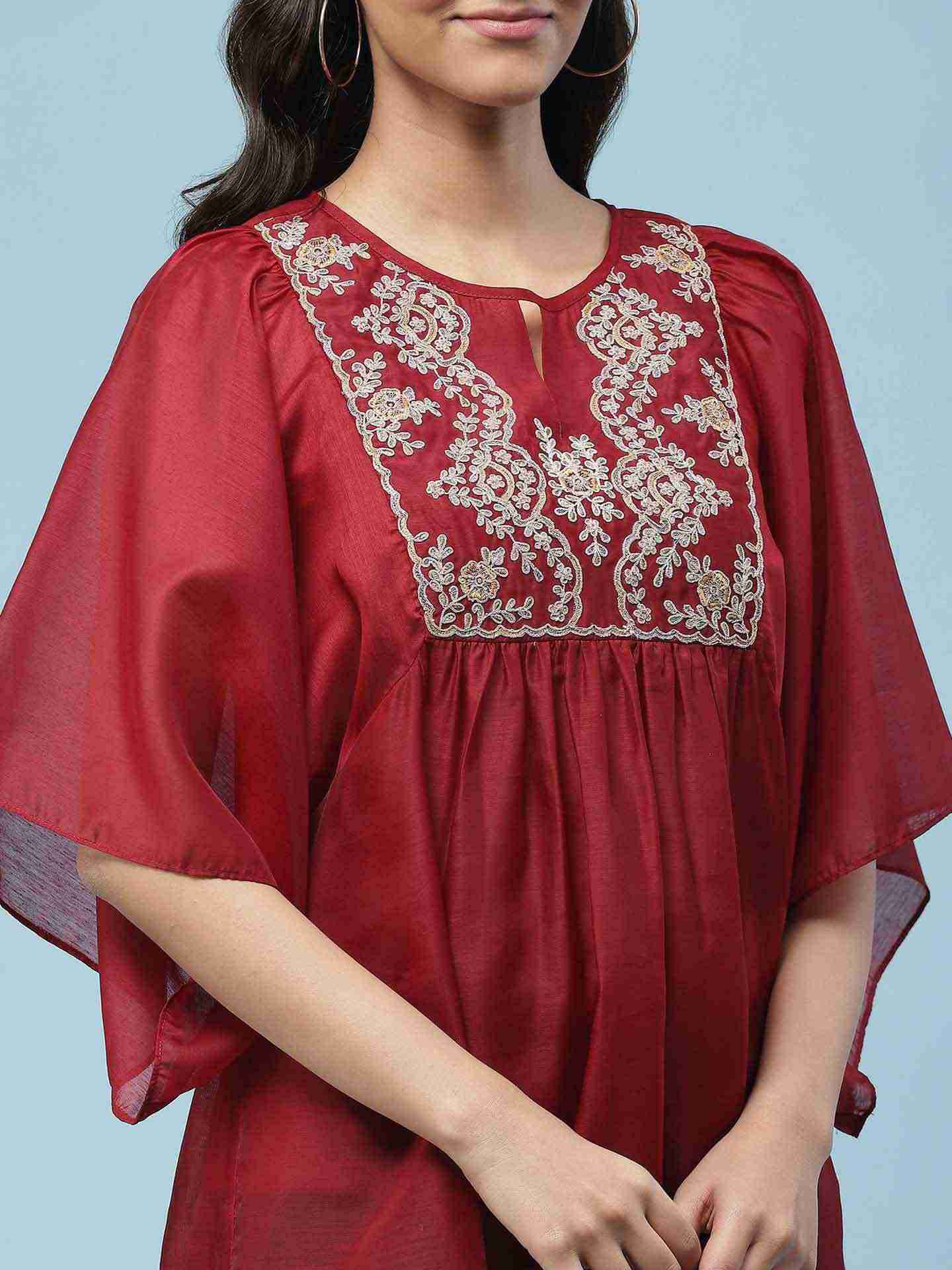 Wine Tarana Kaftan Top