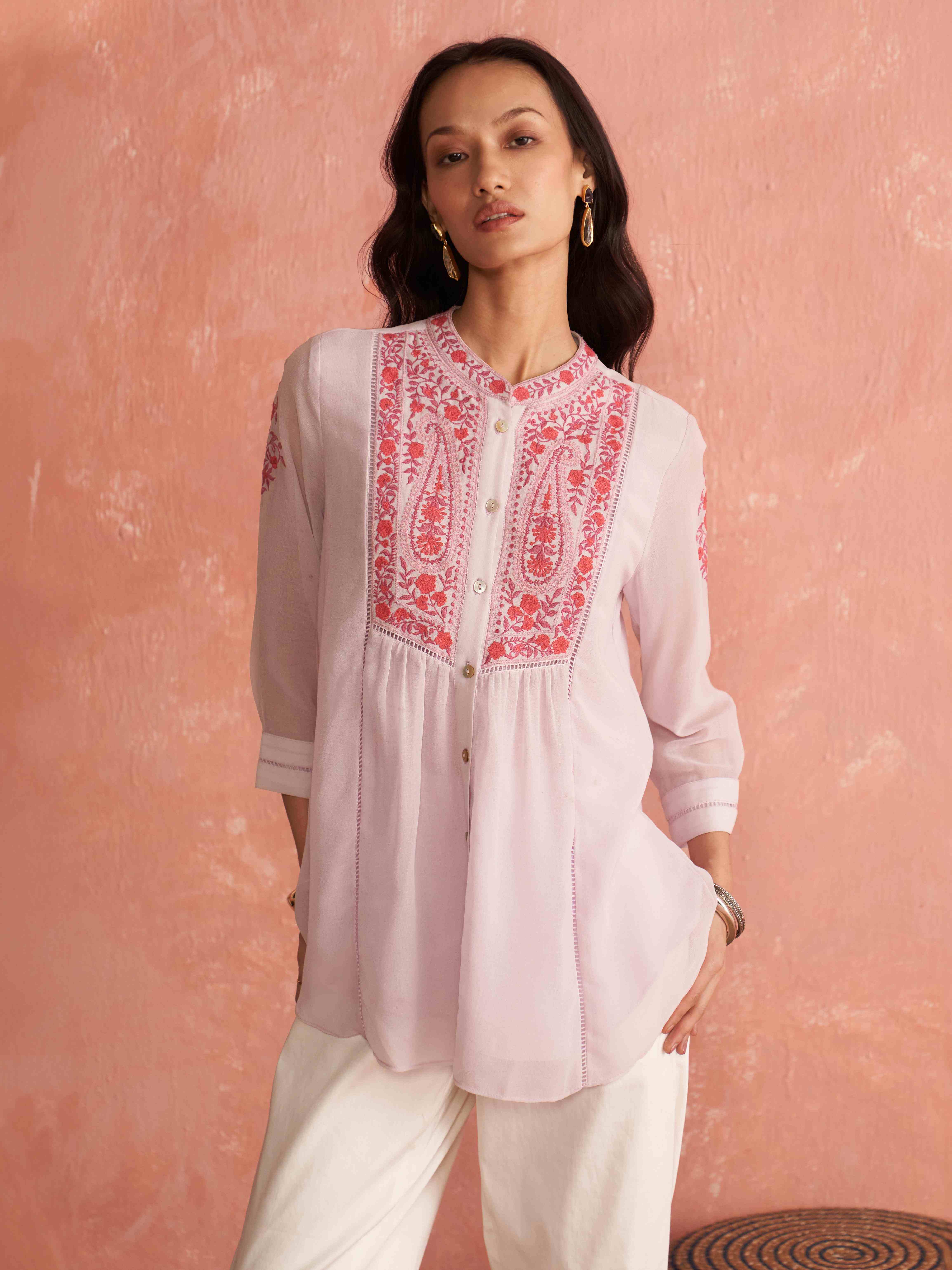 Lilac Shloka Solid Kurti