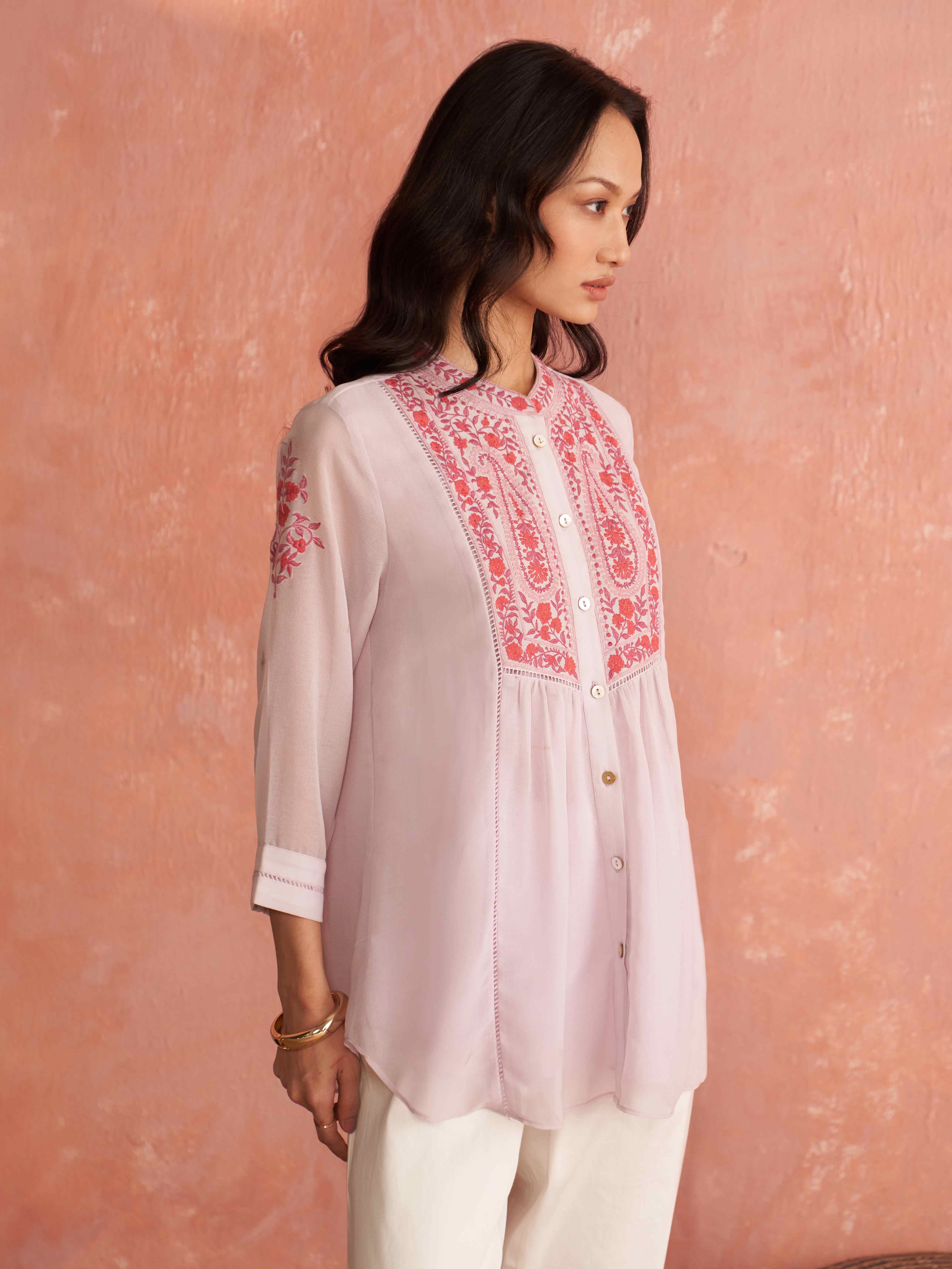Lilac Shloka Solid Kurti