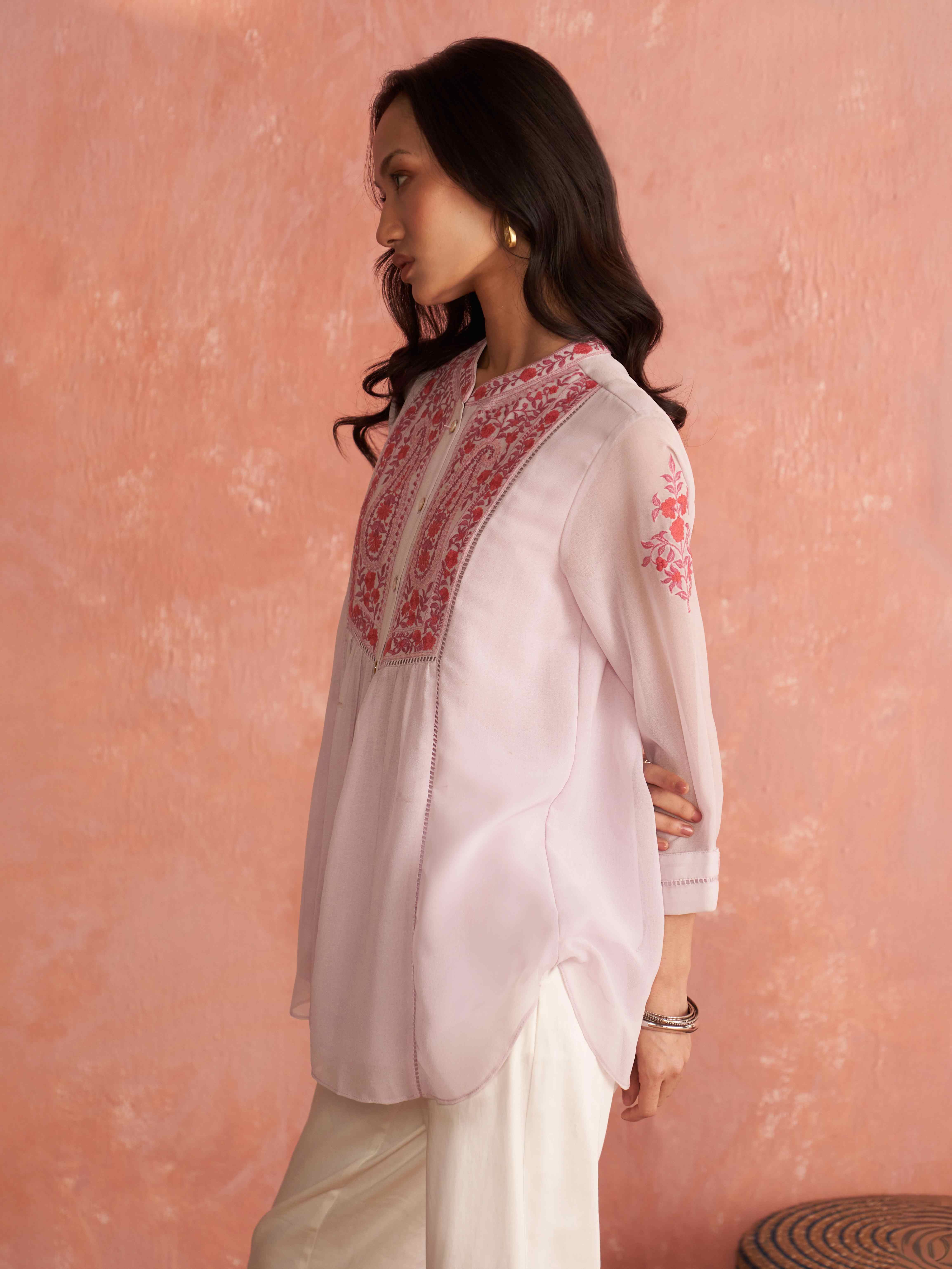 Lilac Shloka Solid Kurti