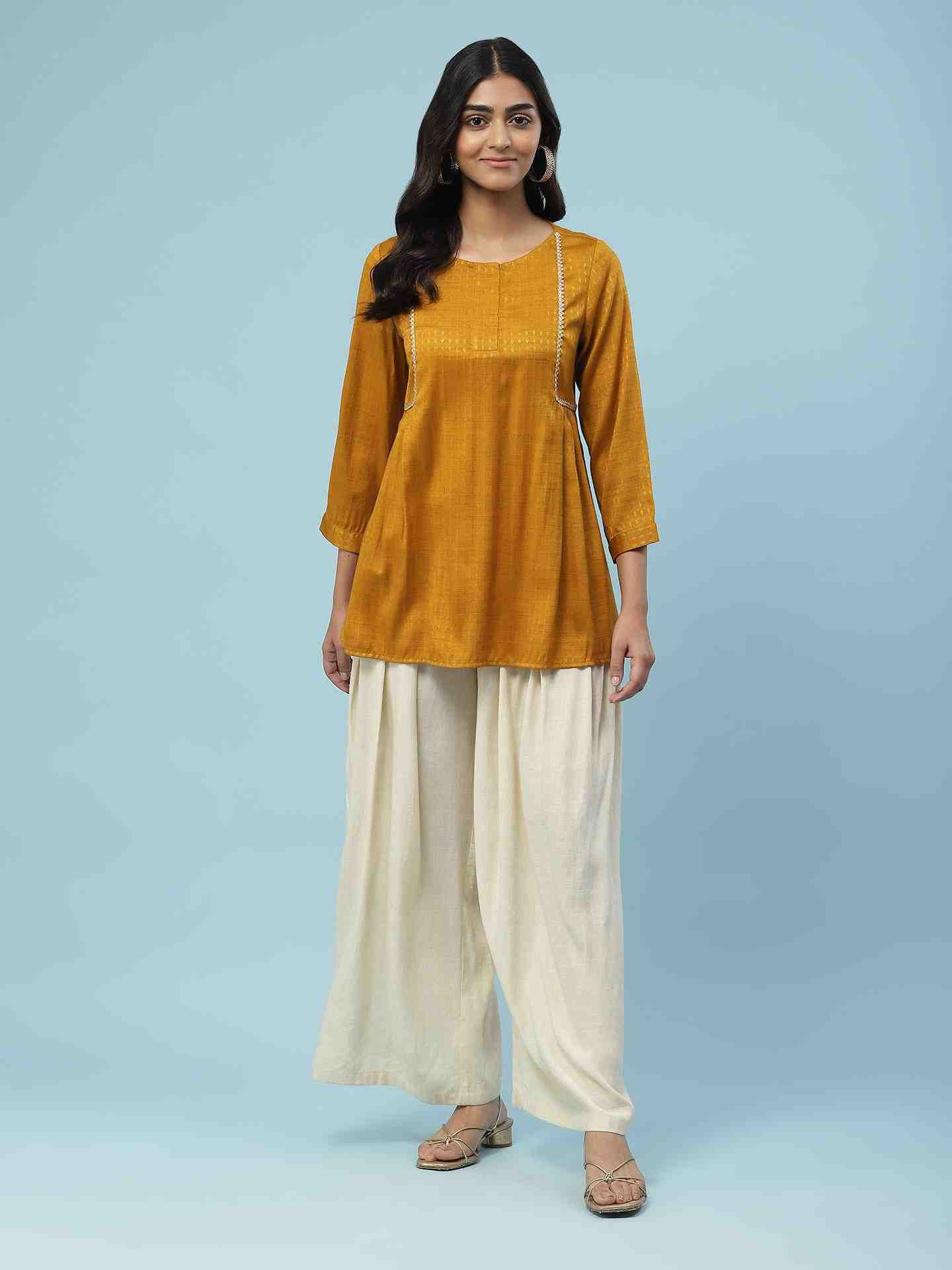 Yellow Nayantara Tiered Top