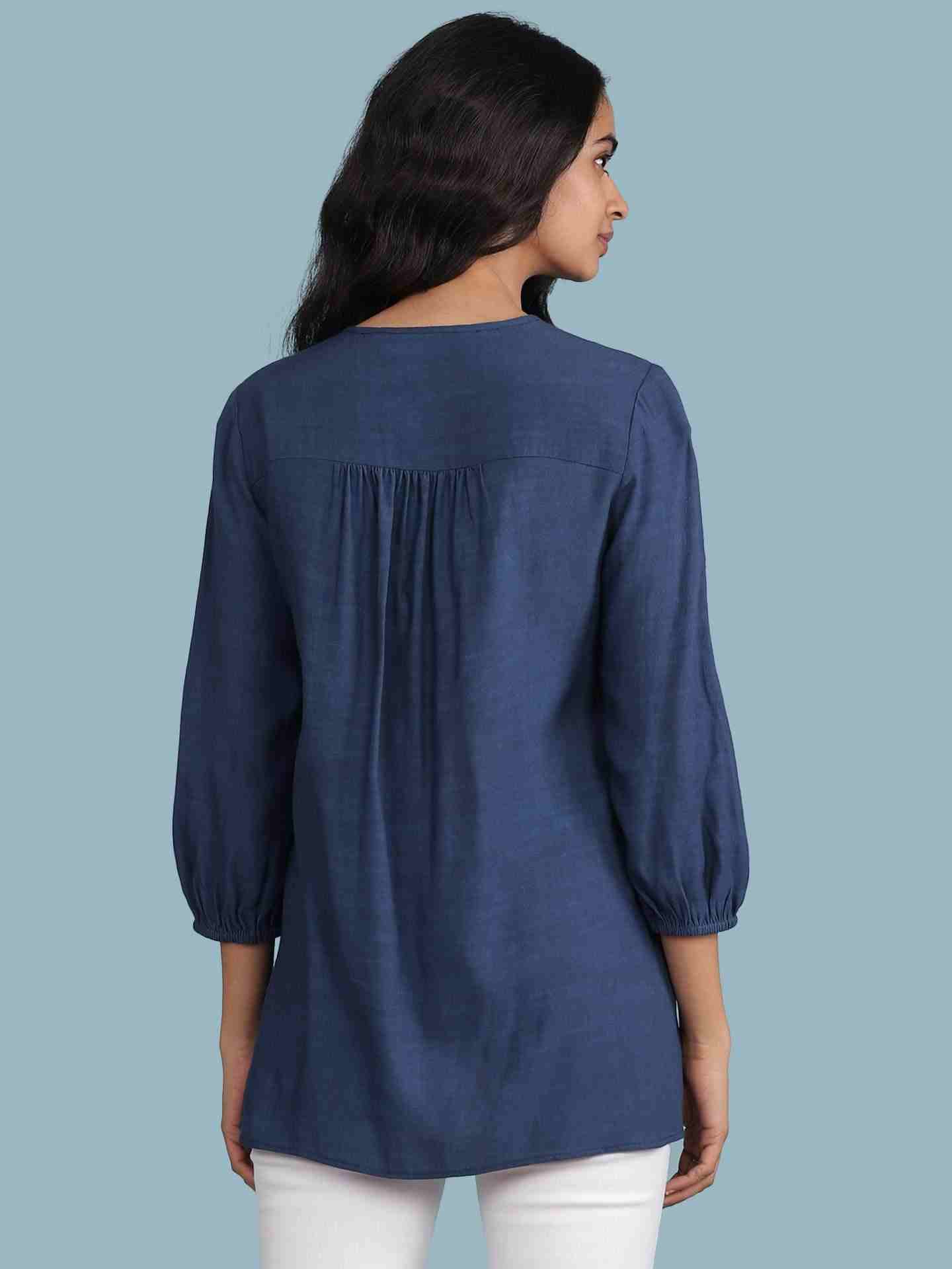 Blue Elena Solid Kurti