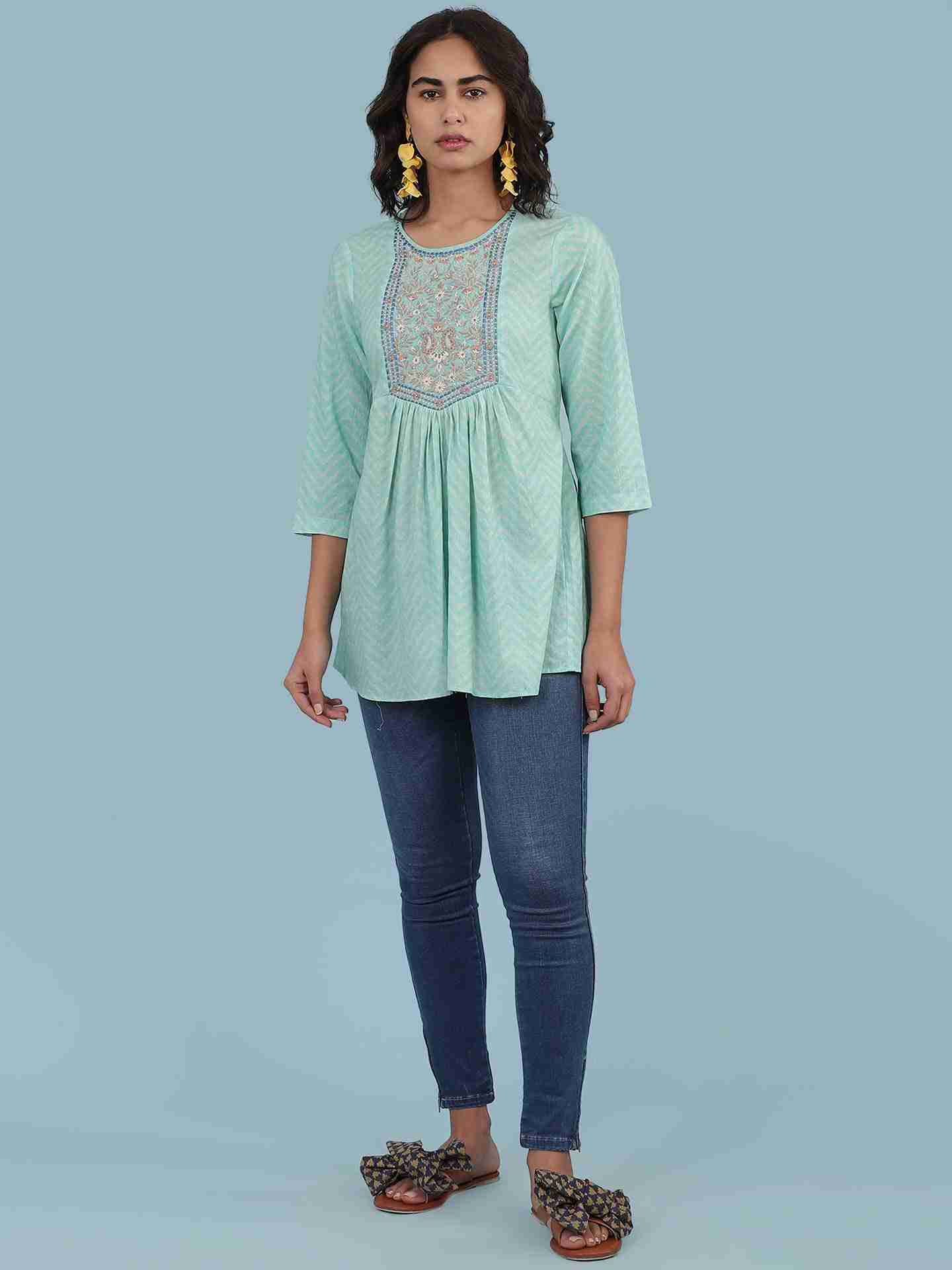 Turquoise Lehar Kurti