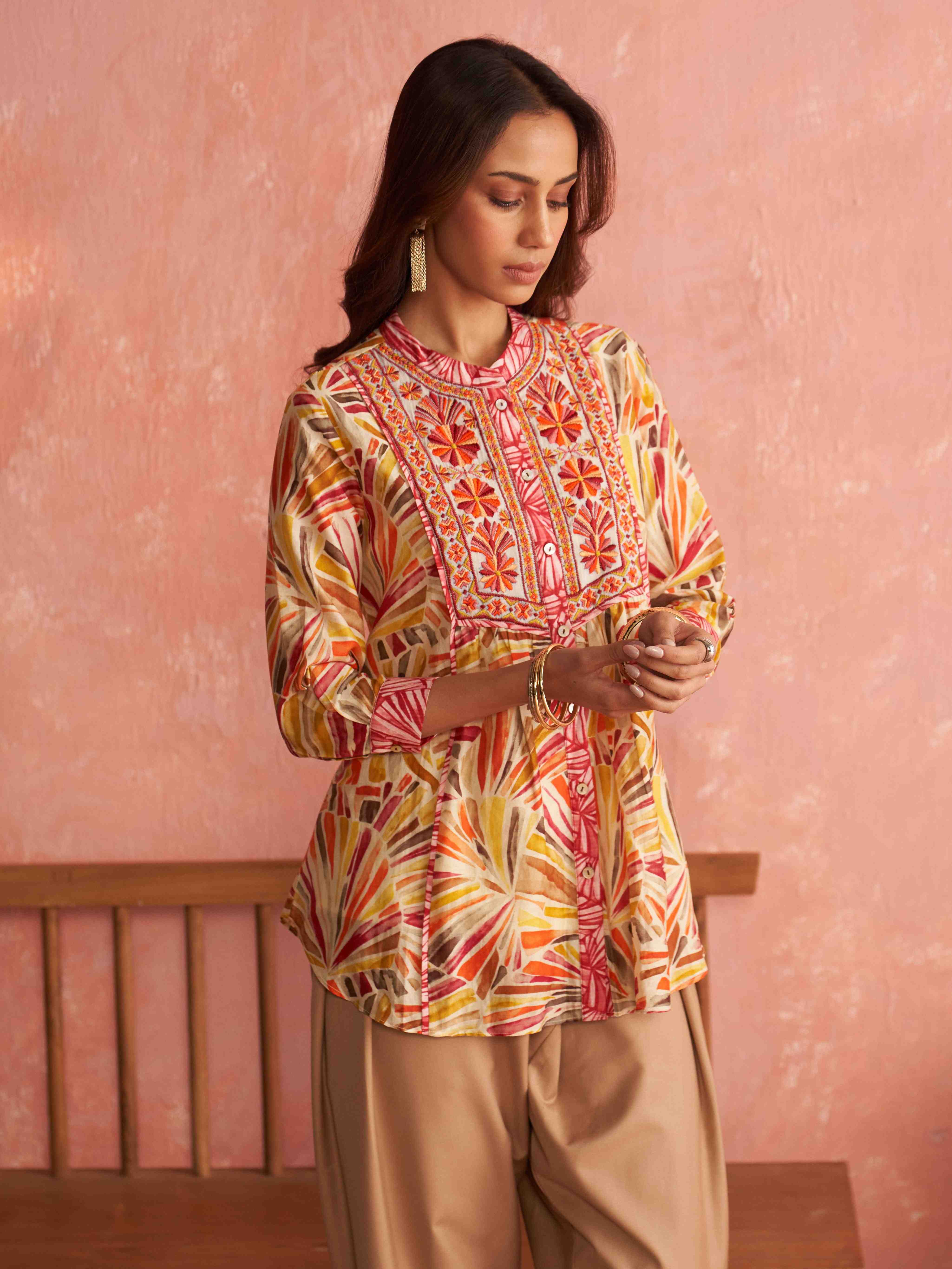 Multi Color Phulkaari Kurti