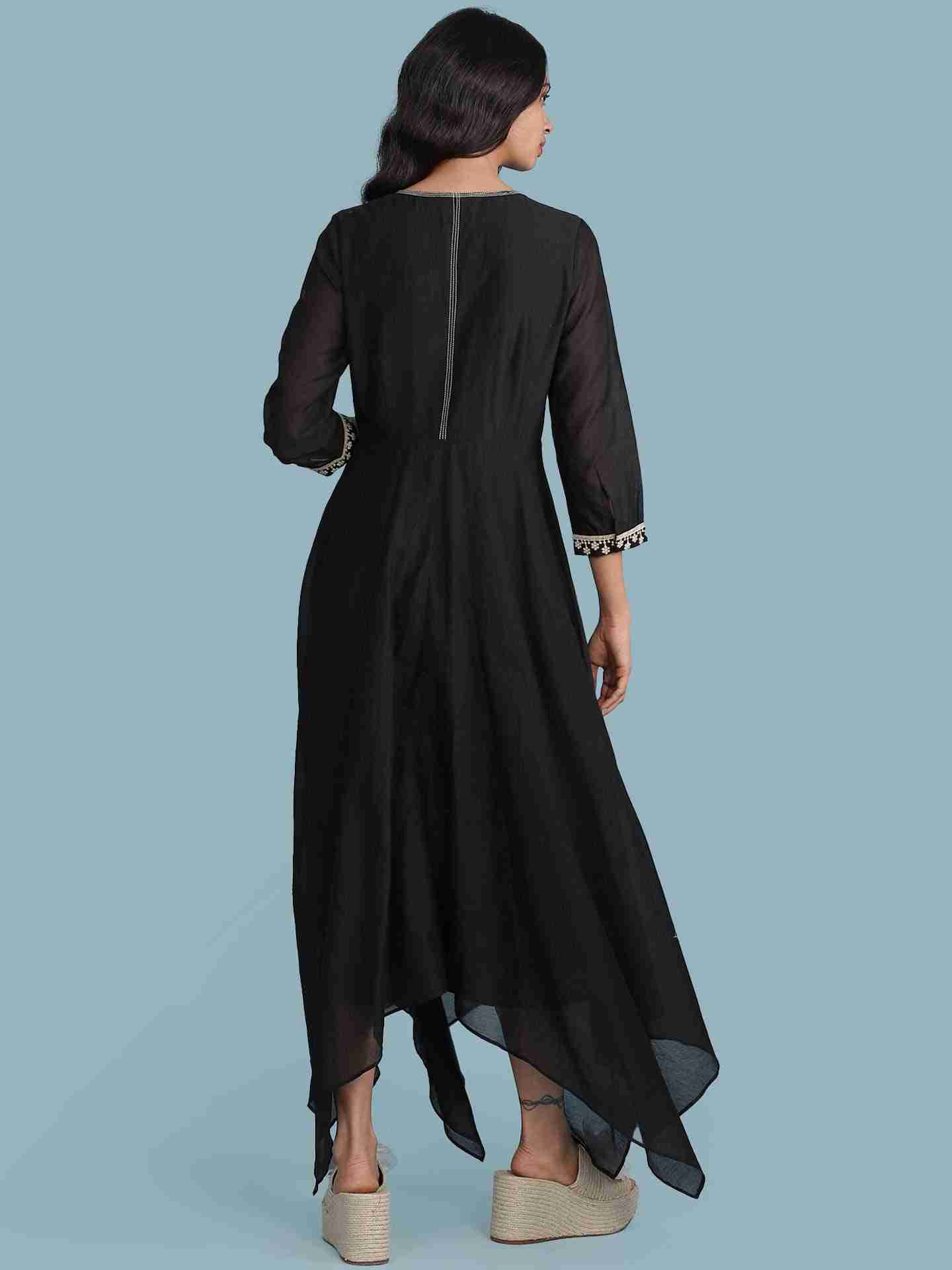 Black Zoolu Solid Long Dress