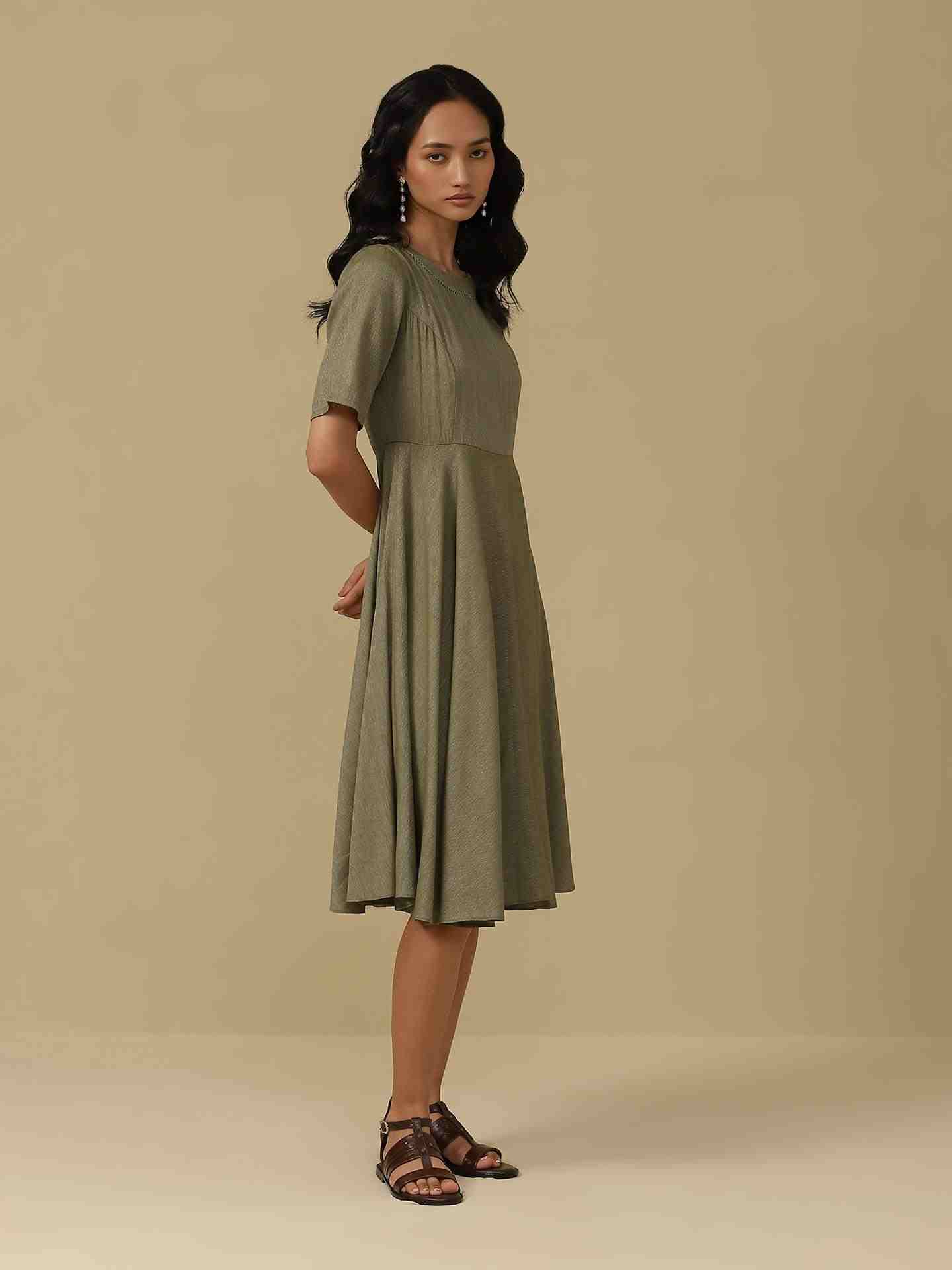 Sage Green Emiko Solid Long Dress