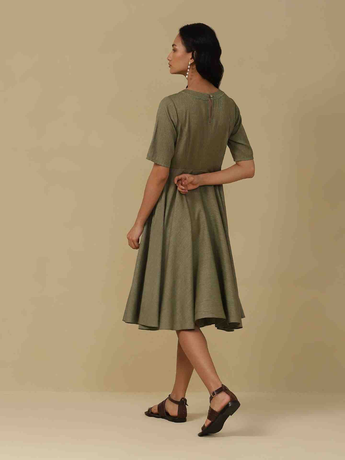 Sage Green Emiko Solid Long Dress