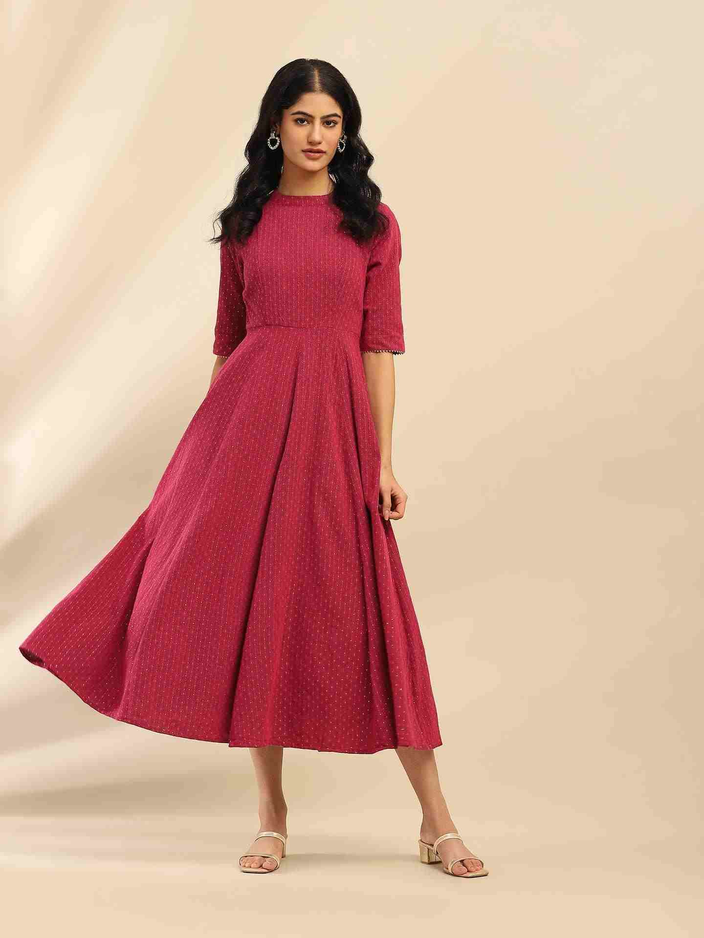 Pink Molly Solid A-Line Dress