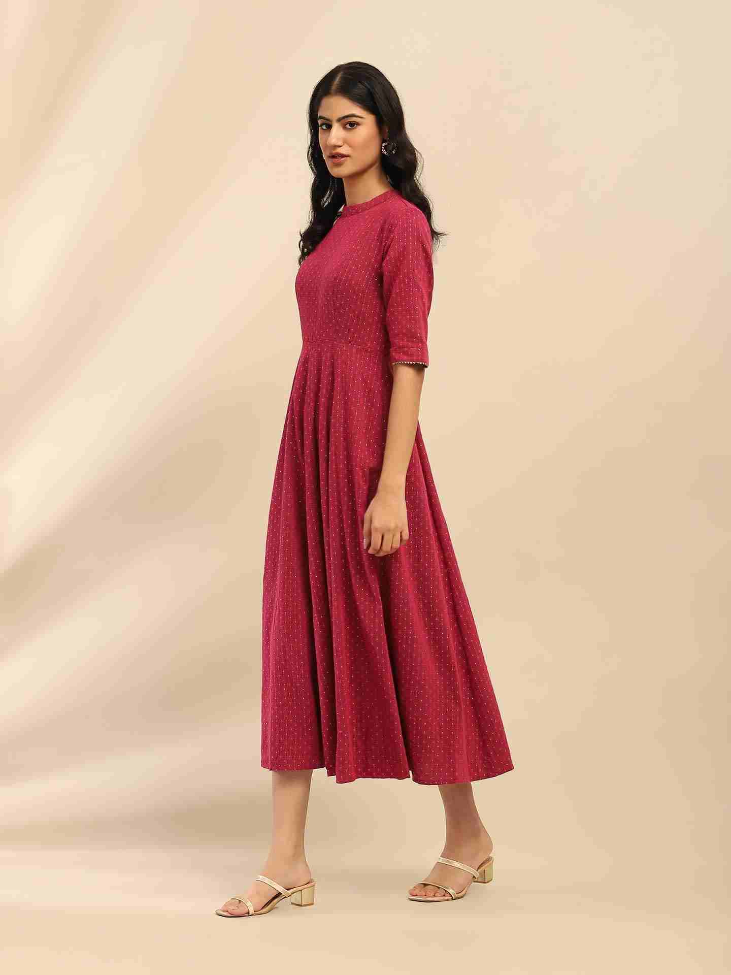 Pink Molly Solid A-Line Dress