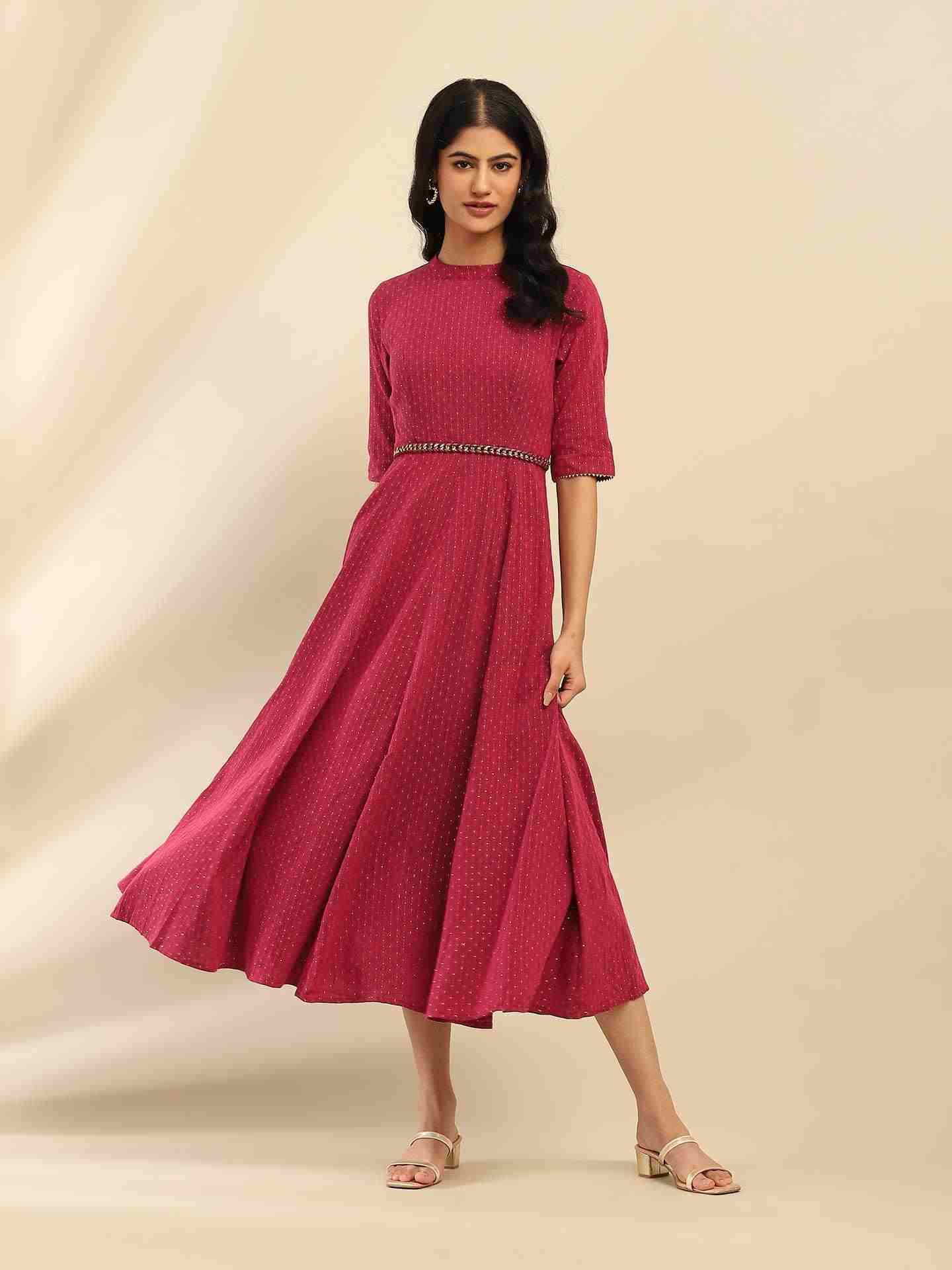 Pink Molly Solid A-Line Dress