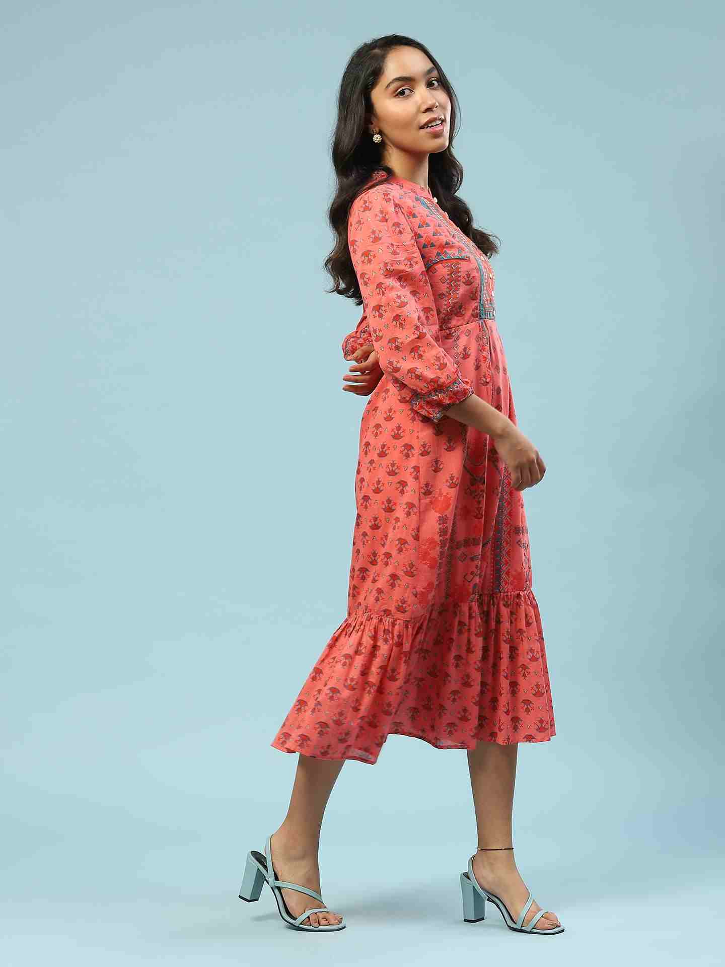 Peach Swastik Long Dress