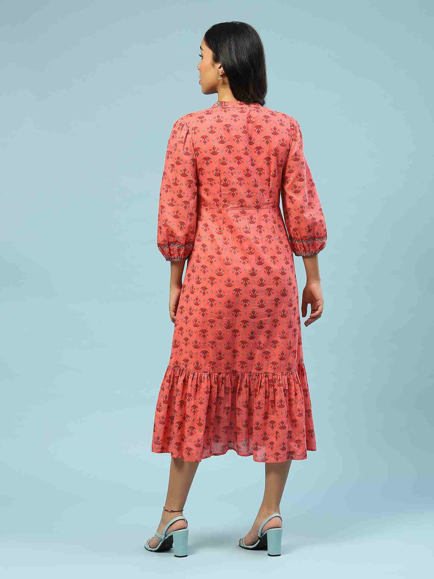Peach Swastik Long Dress