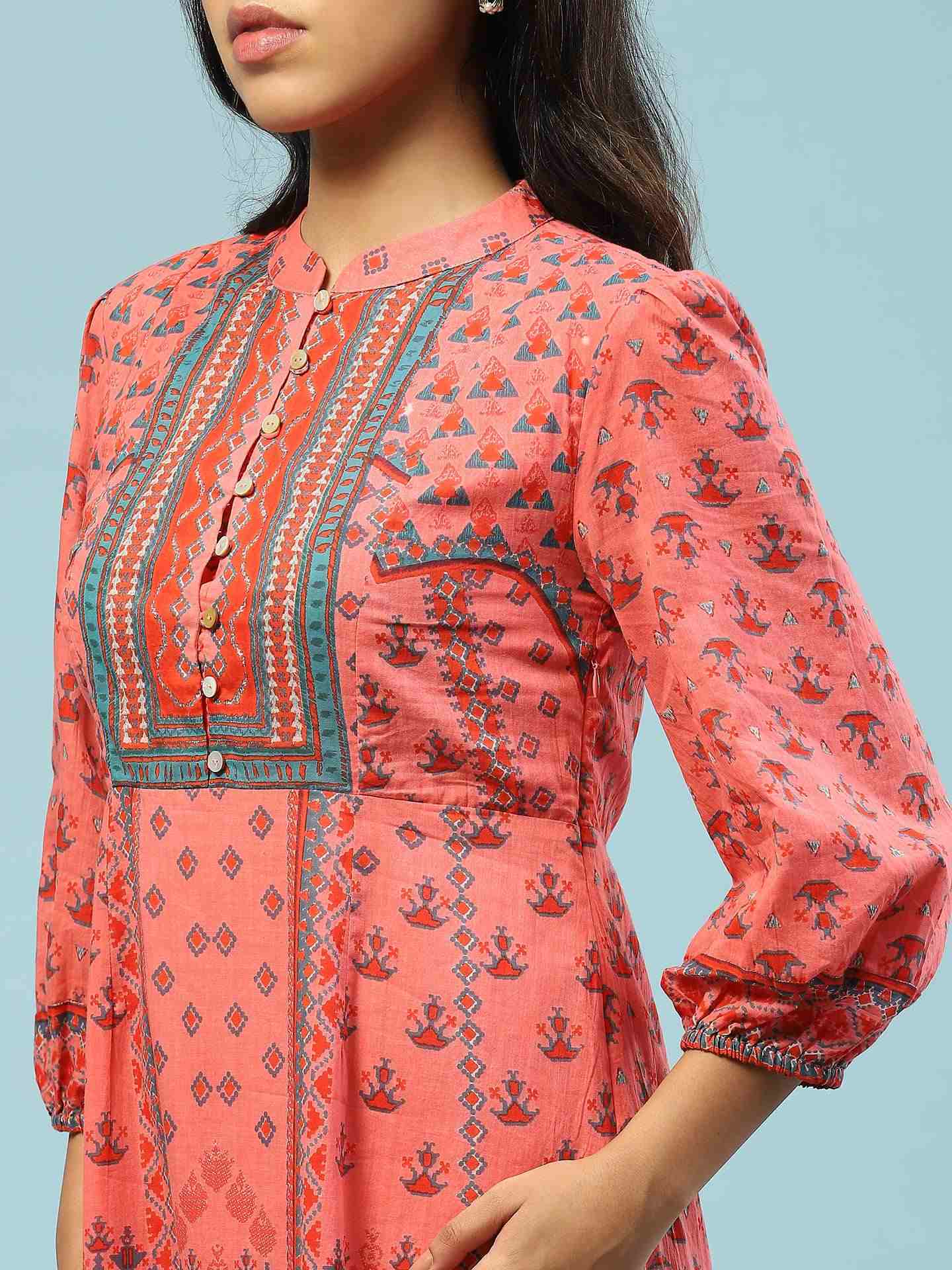 Peach Swastik Long Dress