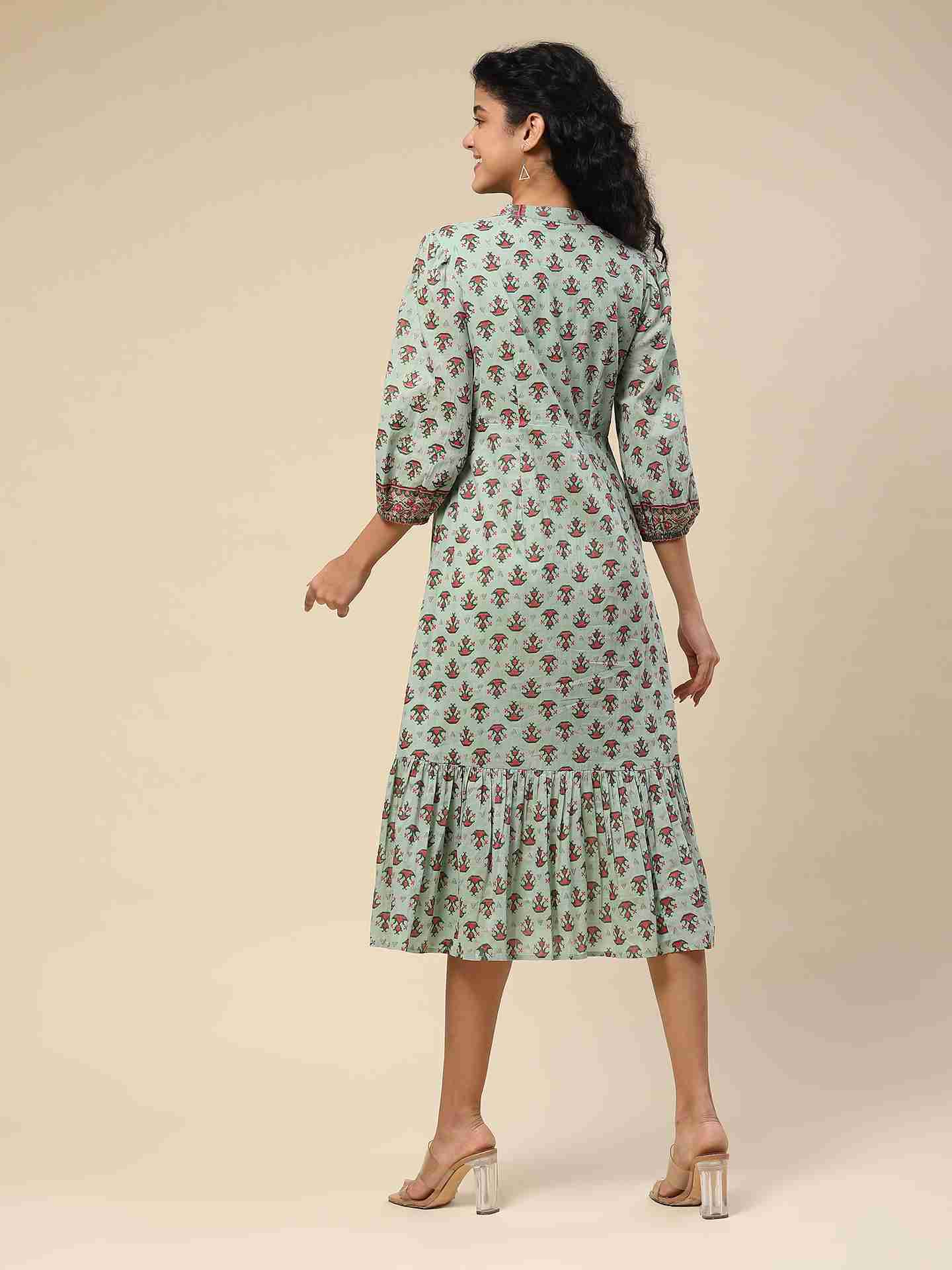 Teal Swastik Long Dress