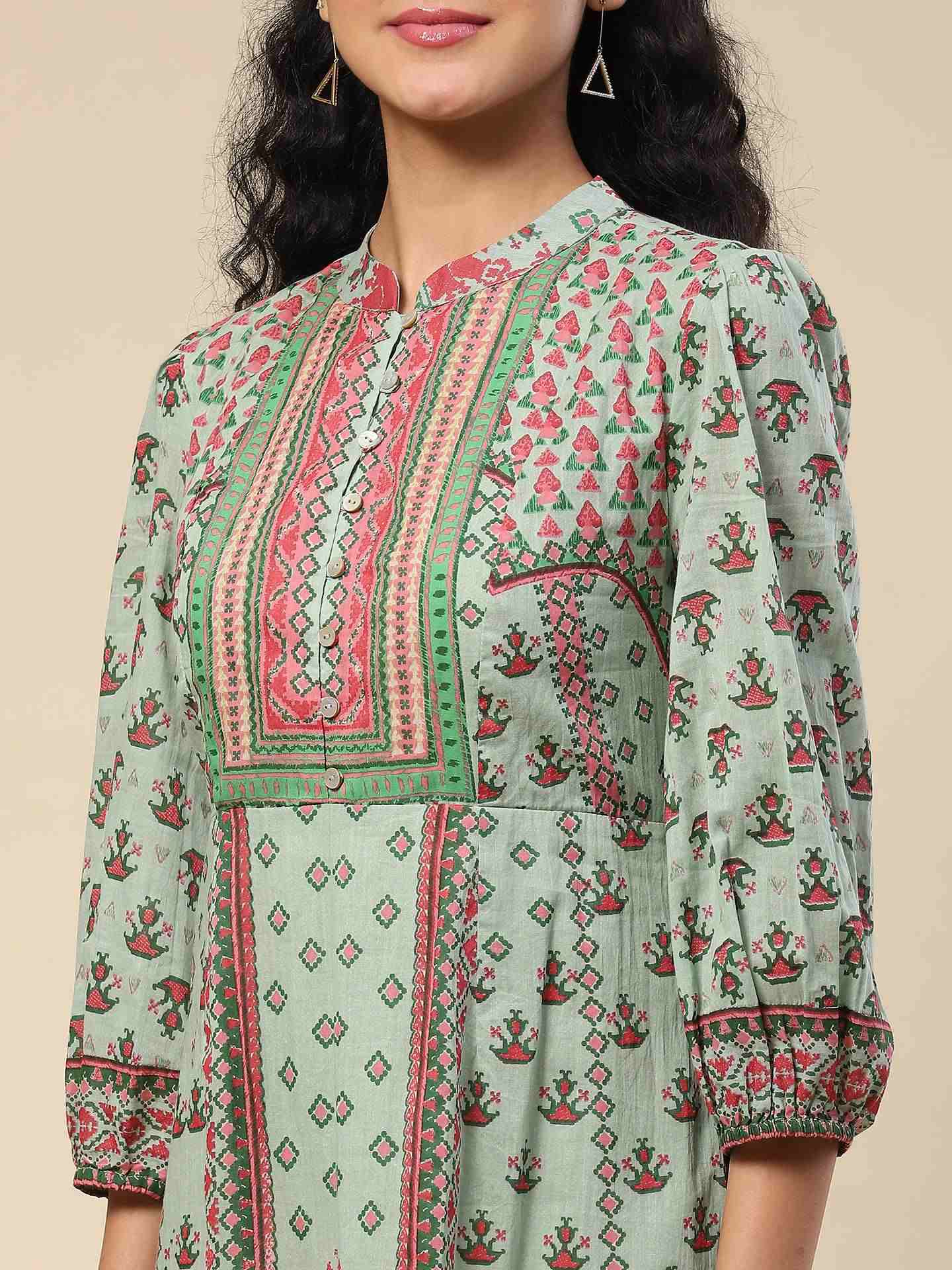 Teal Swastik Long Dress