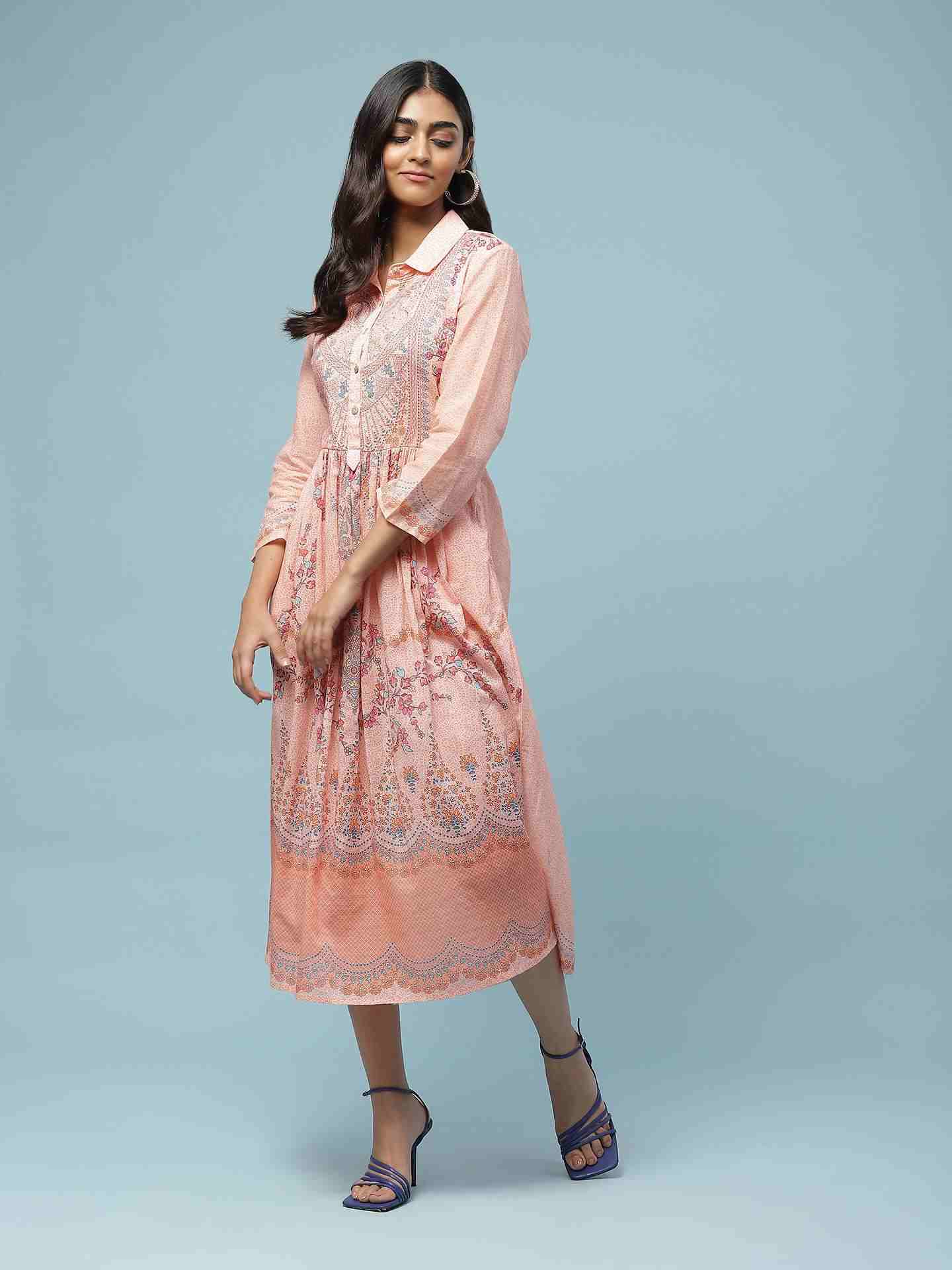 Peach Blissful Garden Long Dress