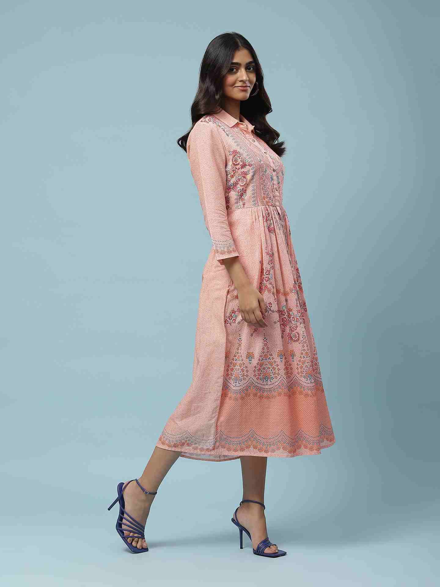Peach Blissful Garden Long Dress