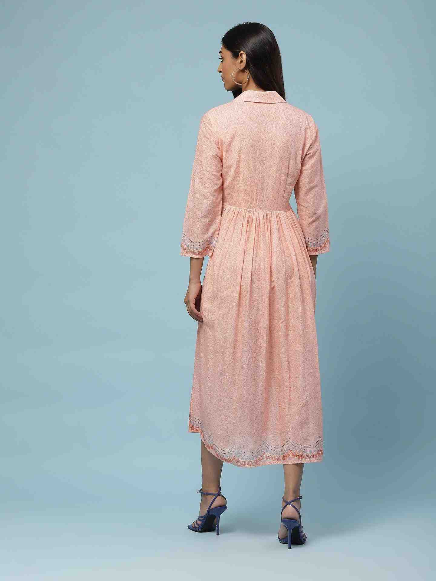Peach Blissful Garden Long Dress
