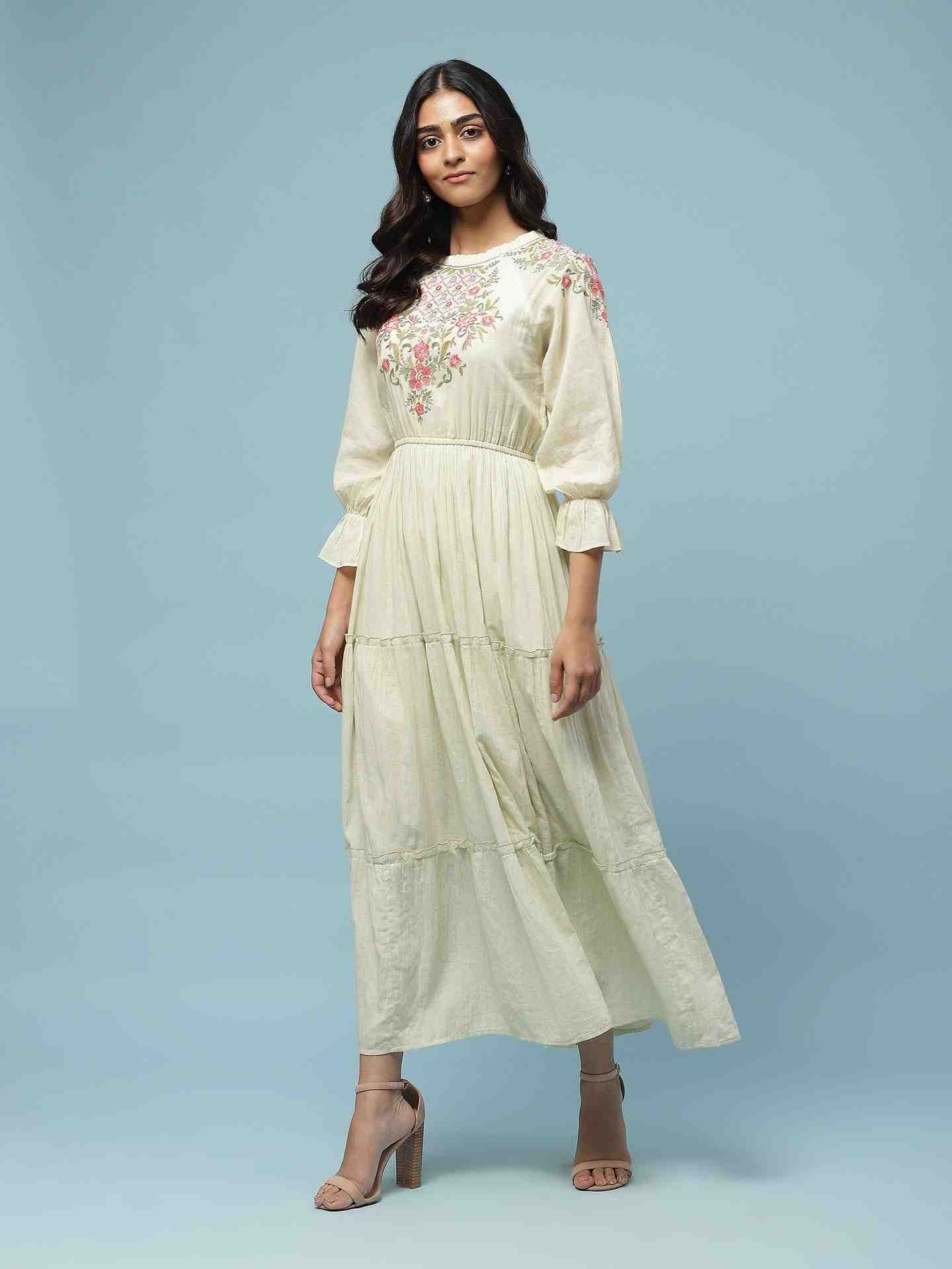 Pastel Green James Solid Long Dress