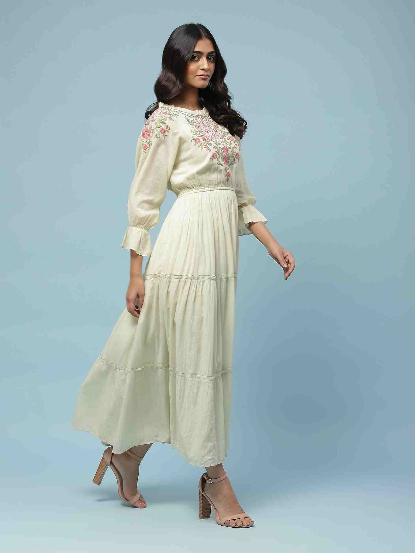 Pastel Green James Solid Long Dress
