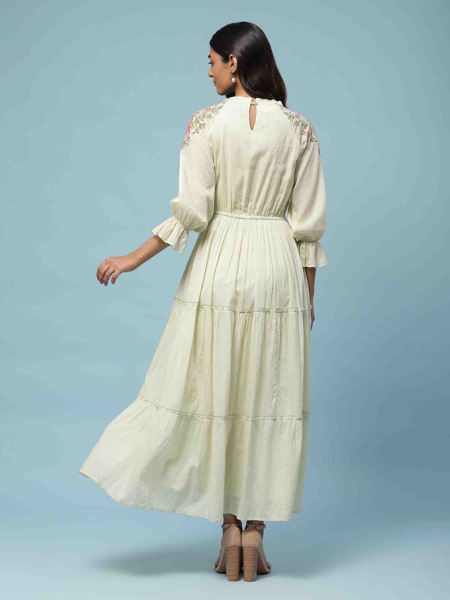 Pastel Green James Solid Long Dress