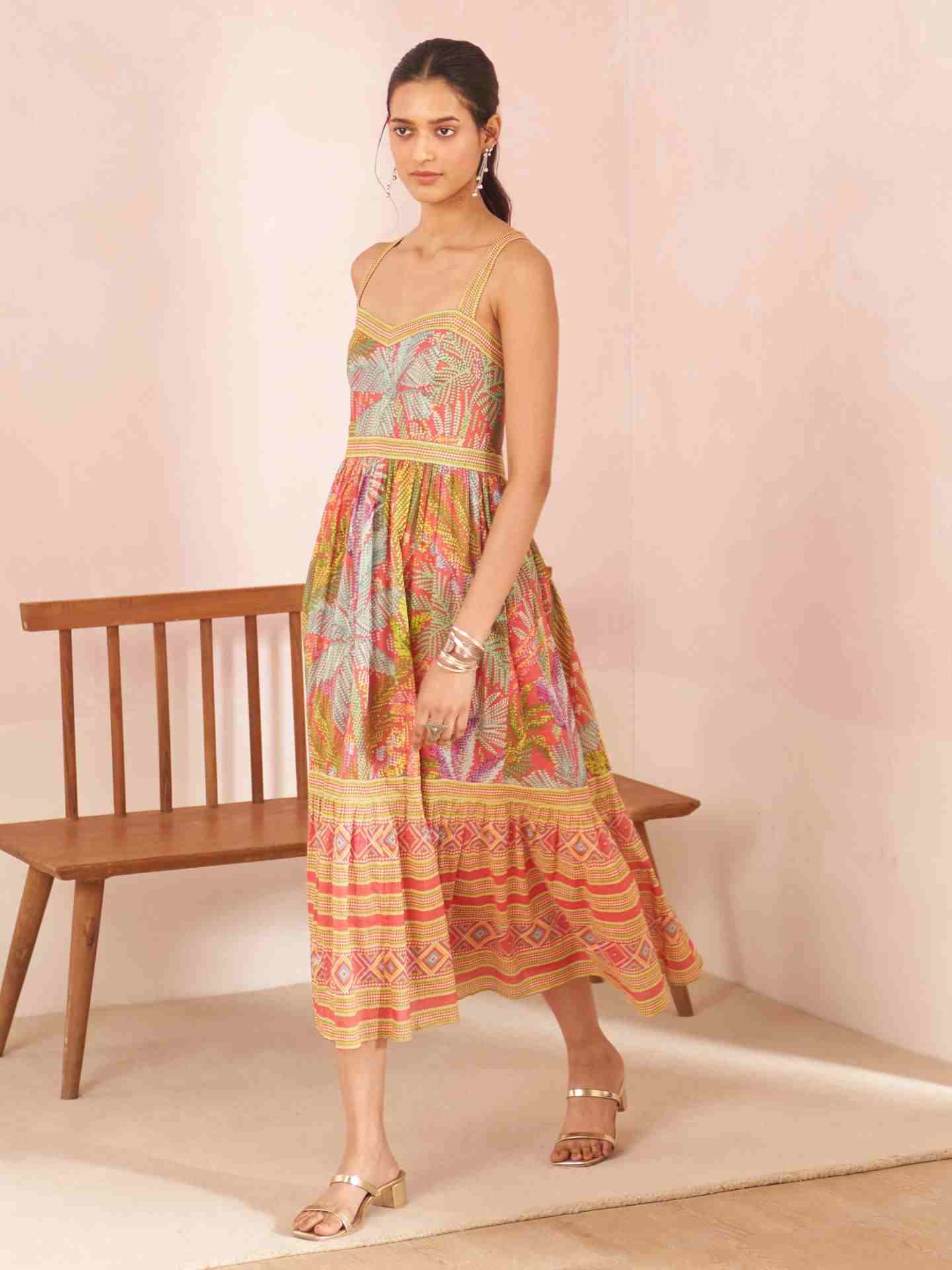 Multi Color Spring Stain Long Dress