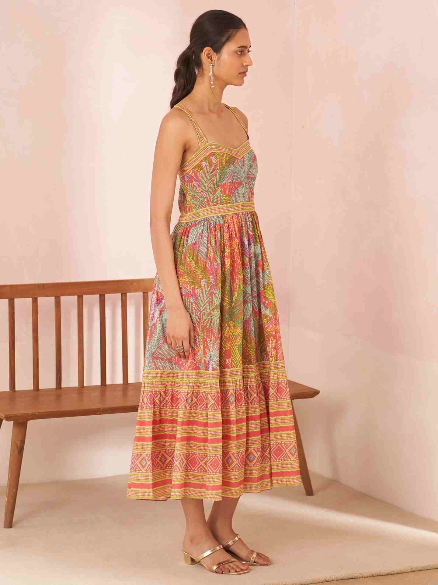 Multi Color Spring Stain Long Dress