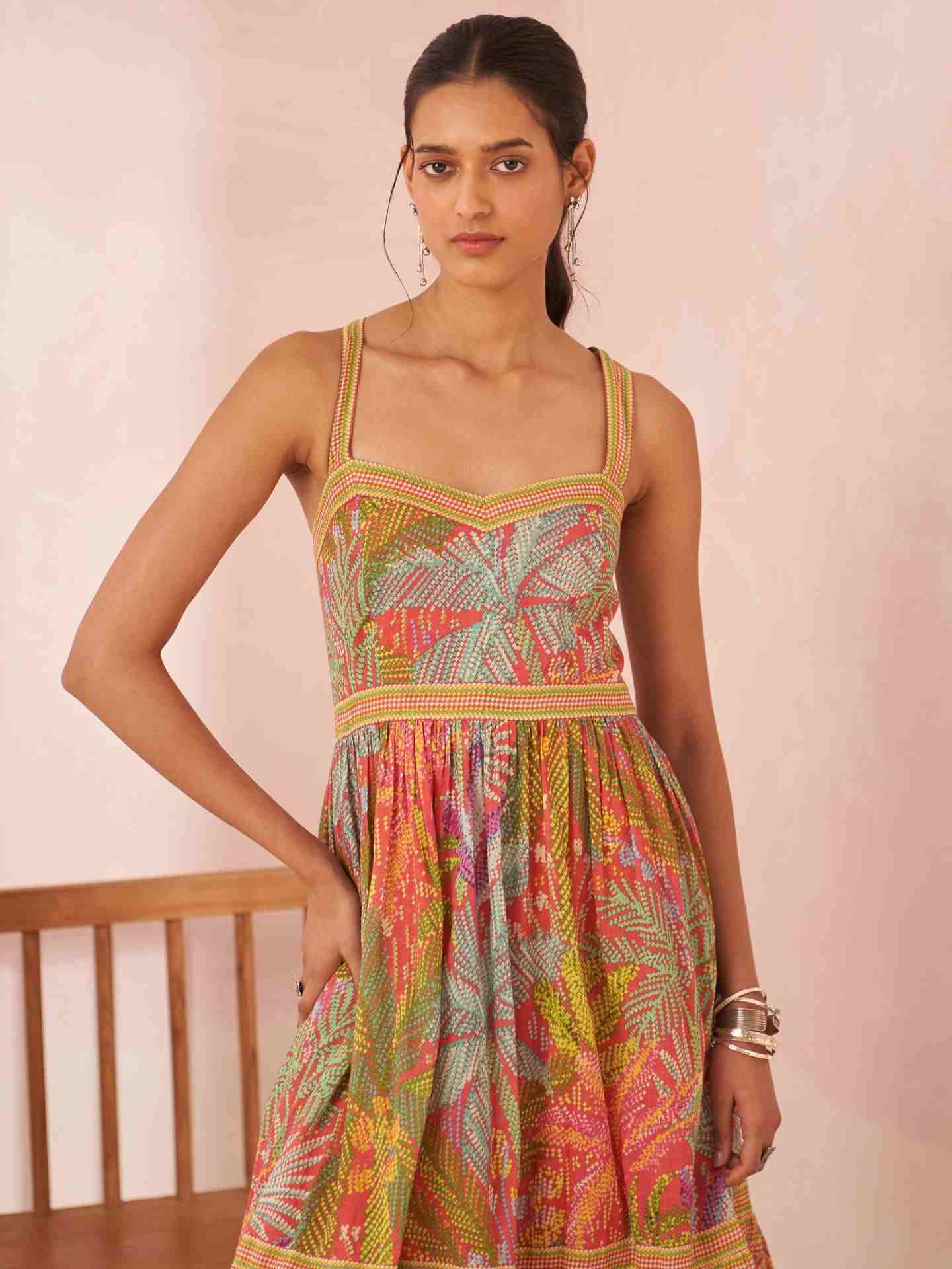 Multi Color Spring Stain Long Dress