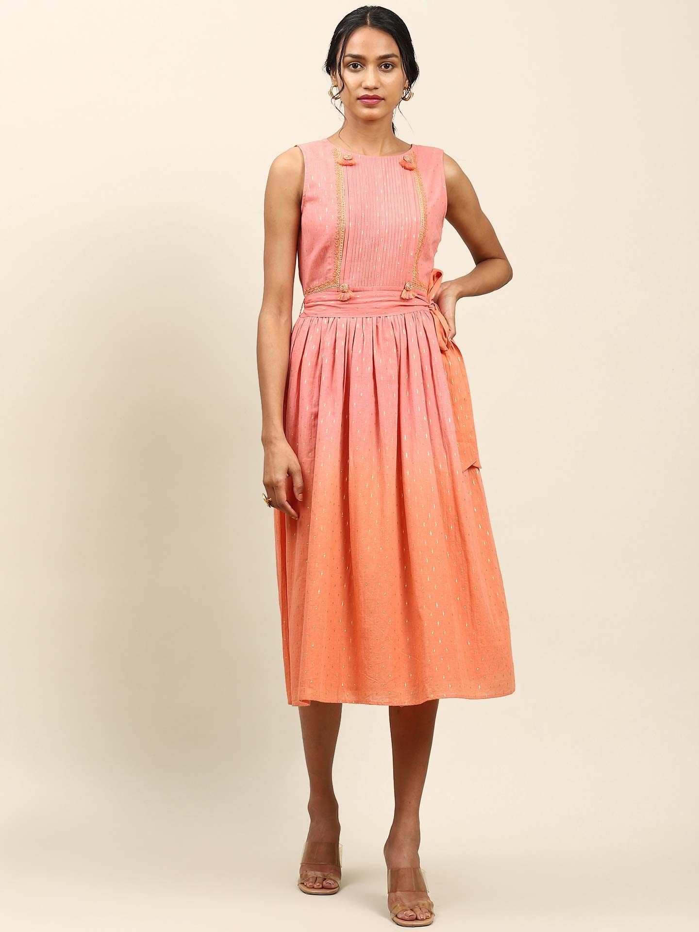 Peach Ombre Solid Long Dress