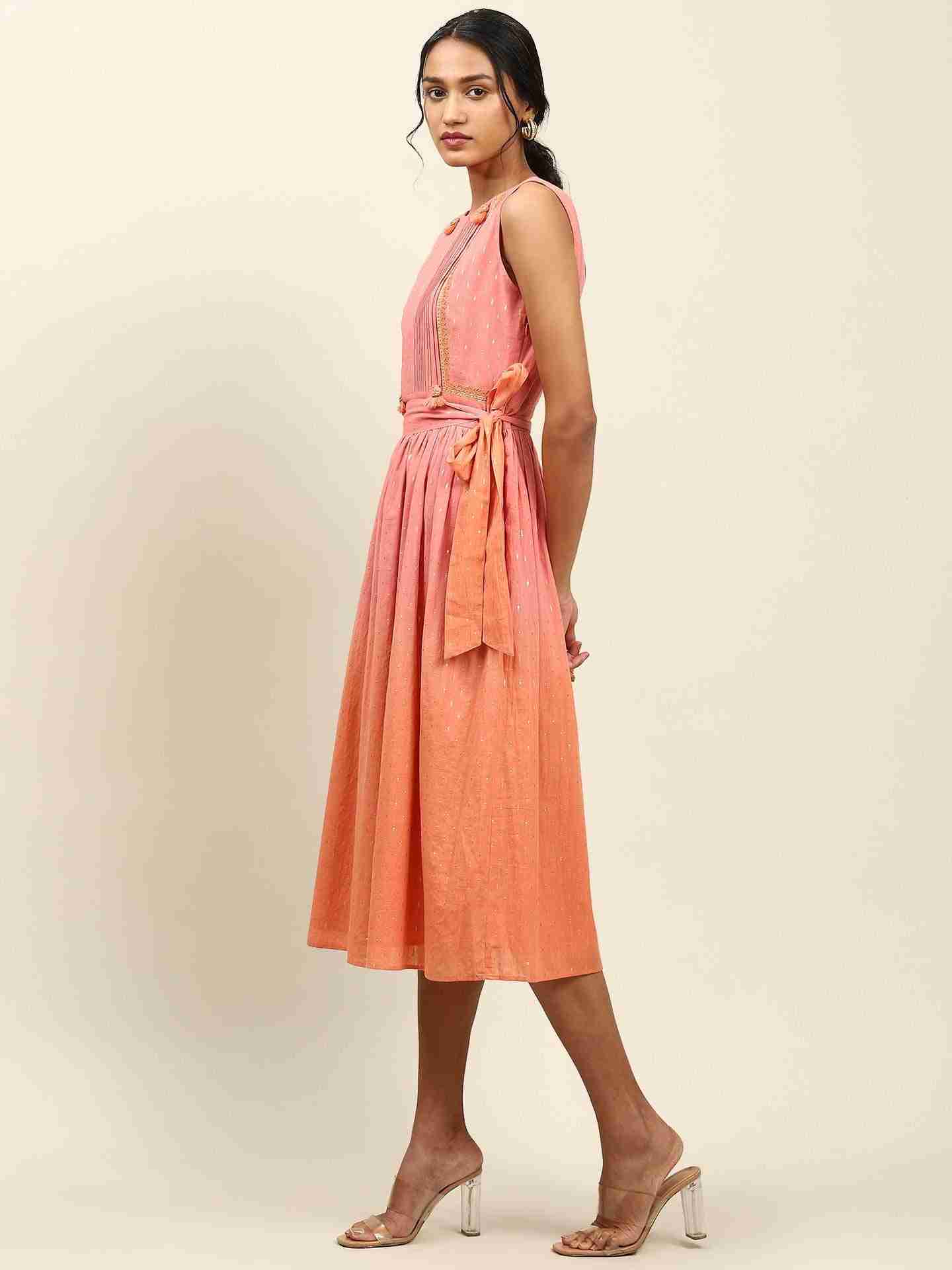 Peach Ombre Solid Long Dress