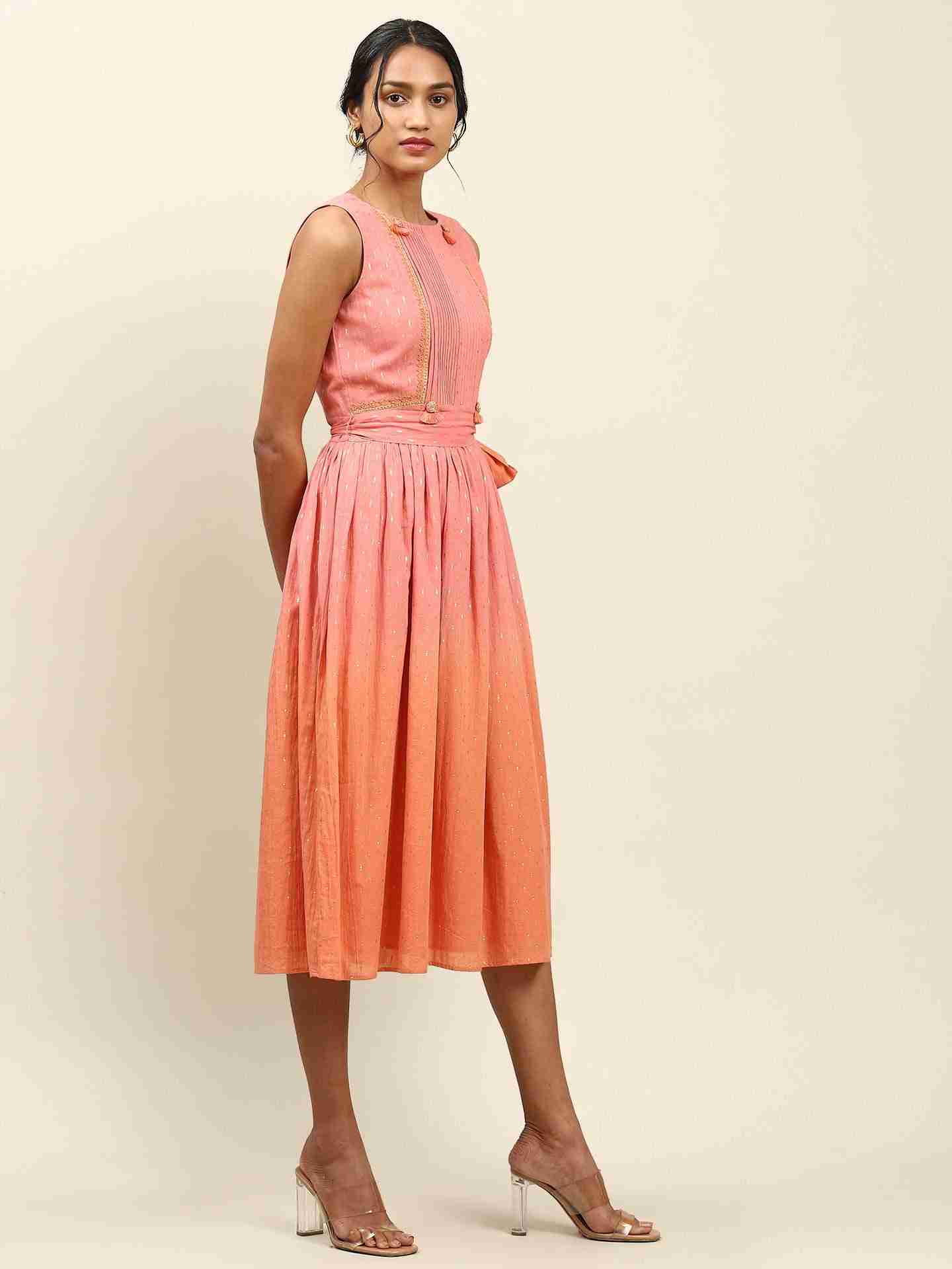 Peach Ombre Solid Long Dress