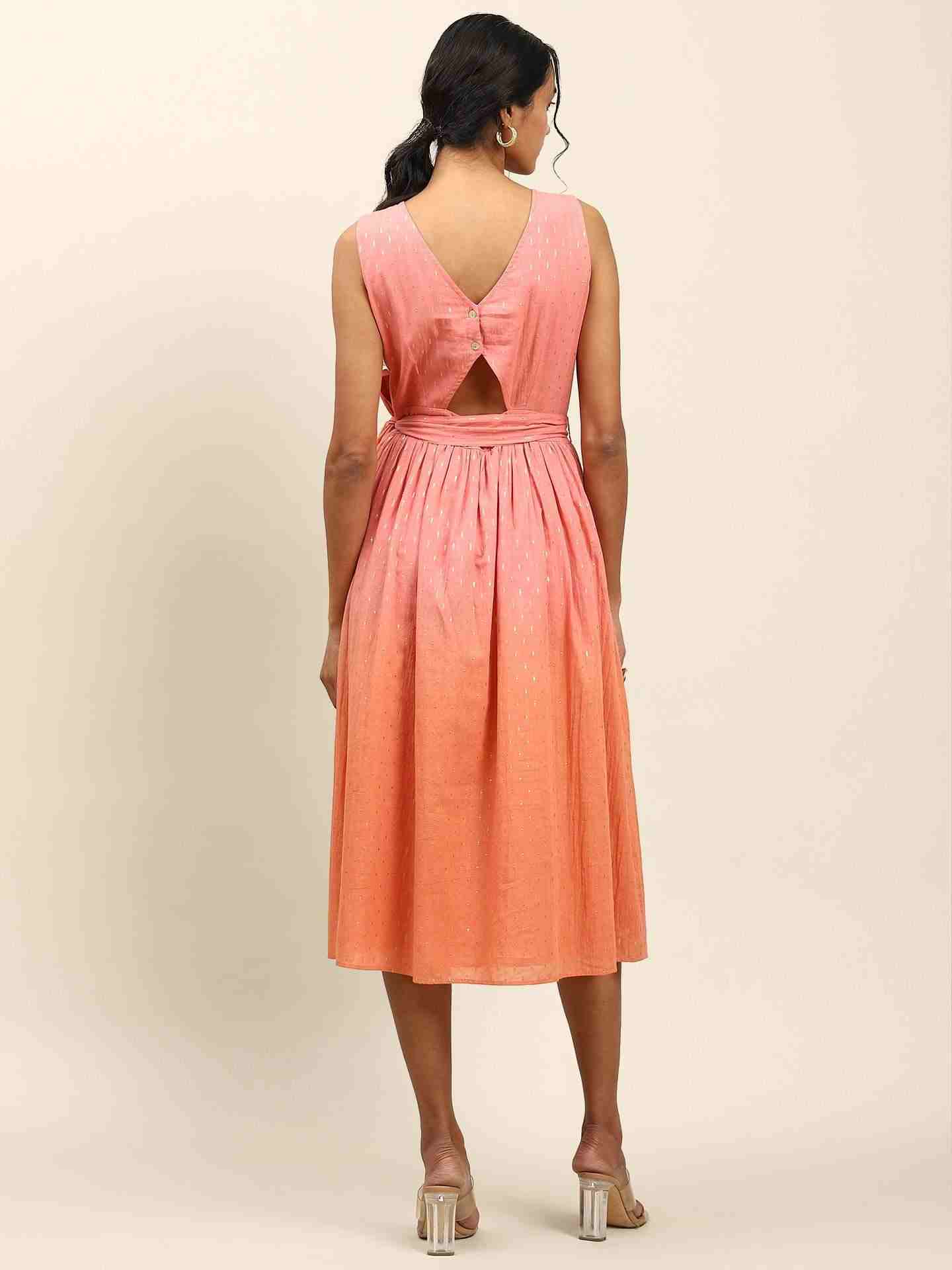 Peach Ombre Solid Long Dress