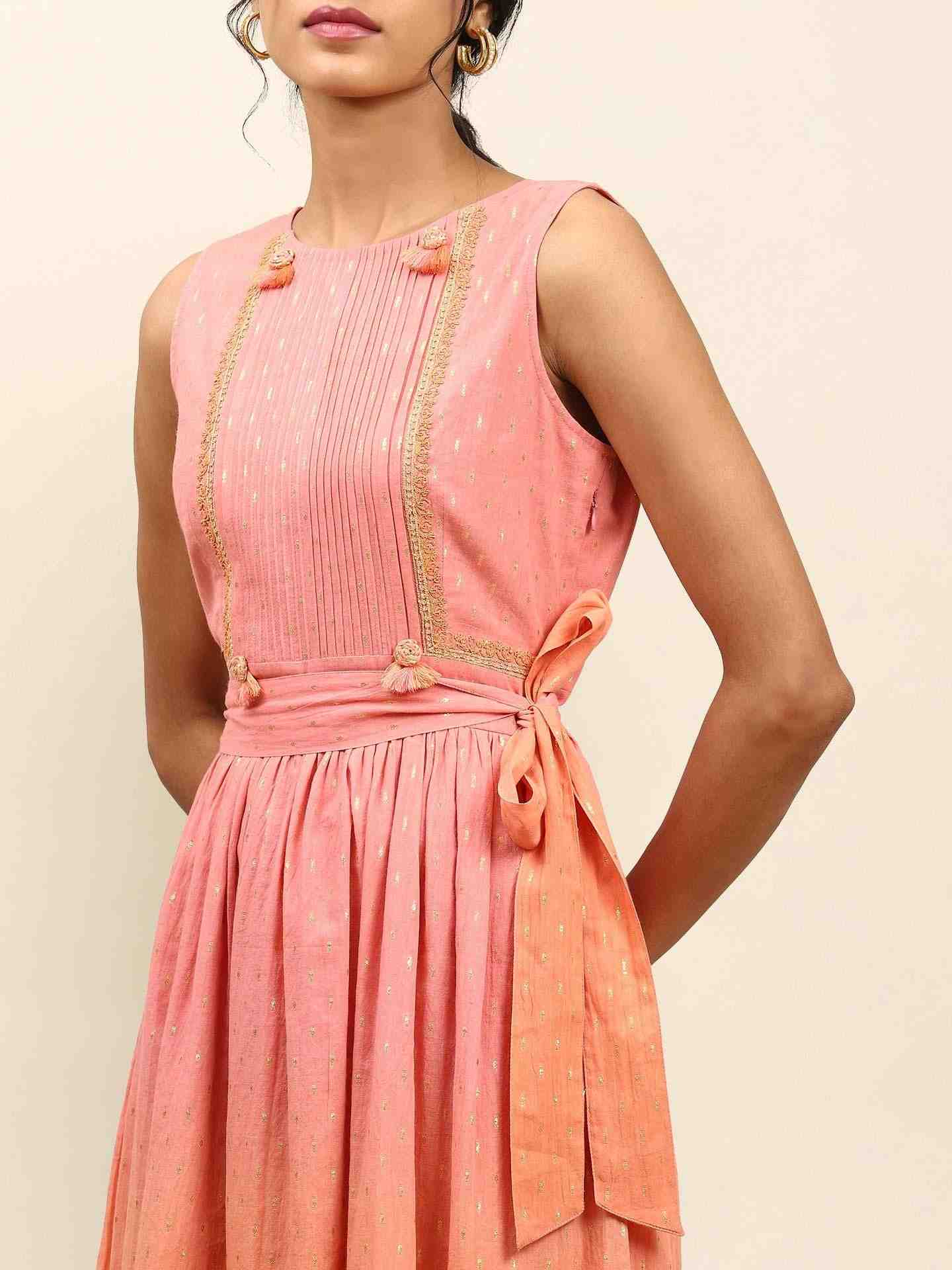 Peach Ombre Solid Long Dress