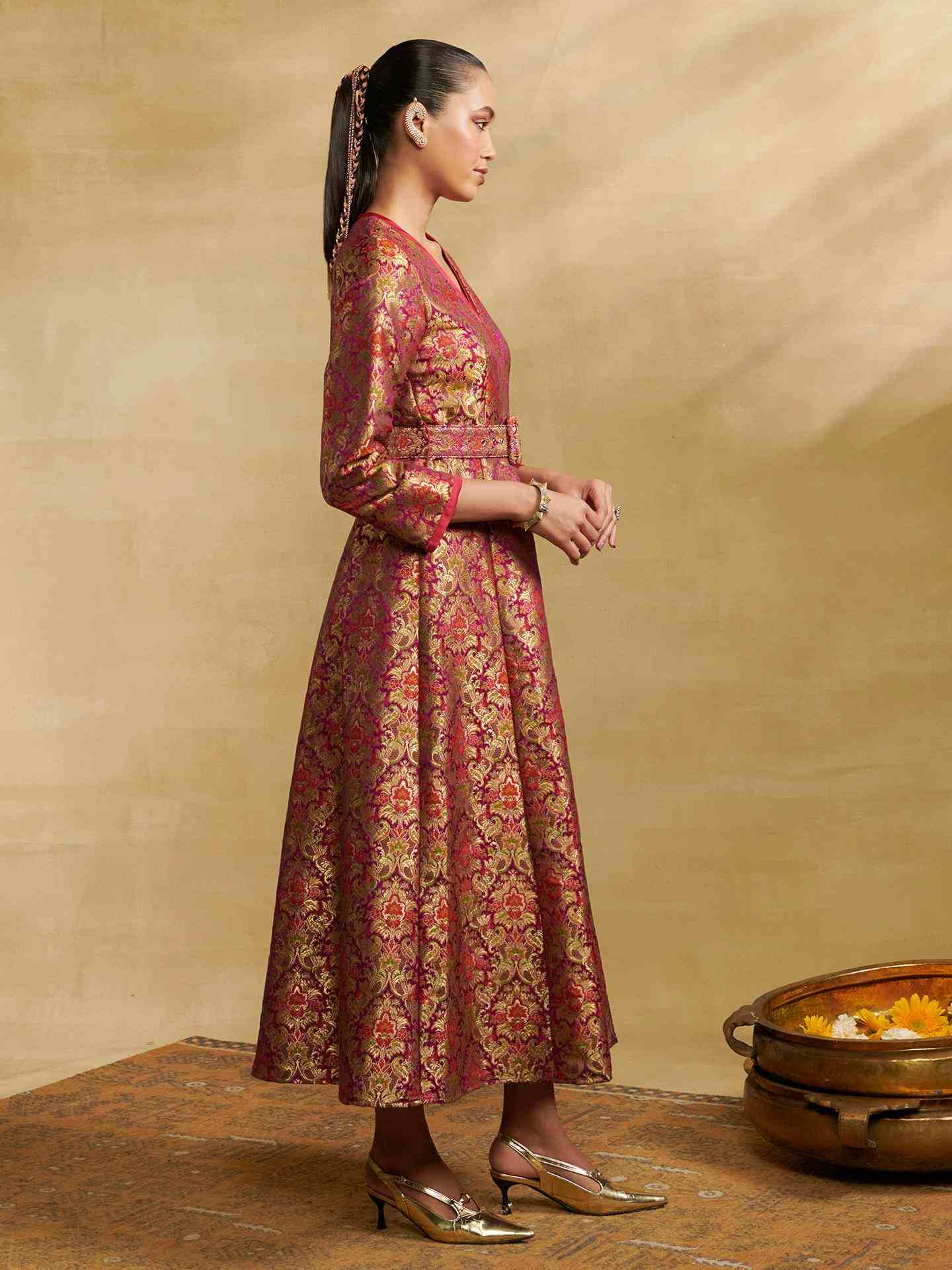 Purple Anisa Festive Brocade Long Dress