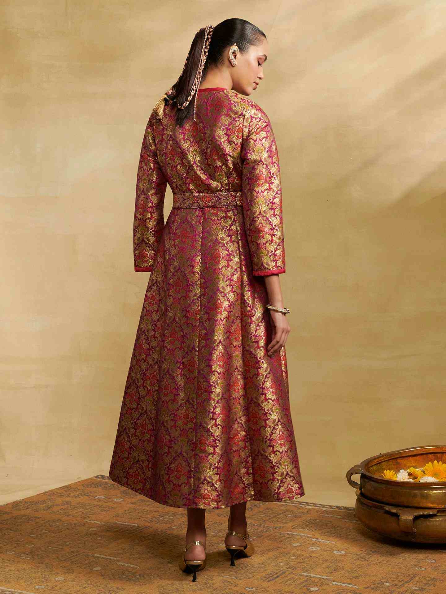 Purple Anisa Festive Brocade Long Dress