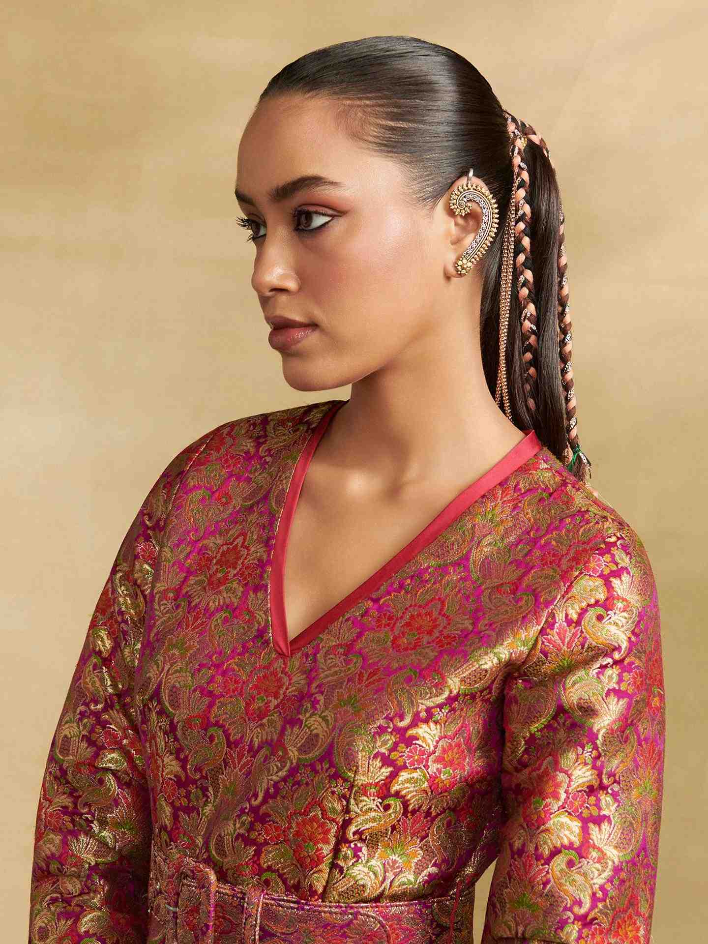 Purple Anisa Festive Brocade Long Dress