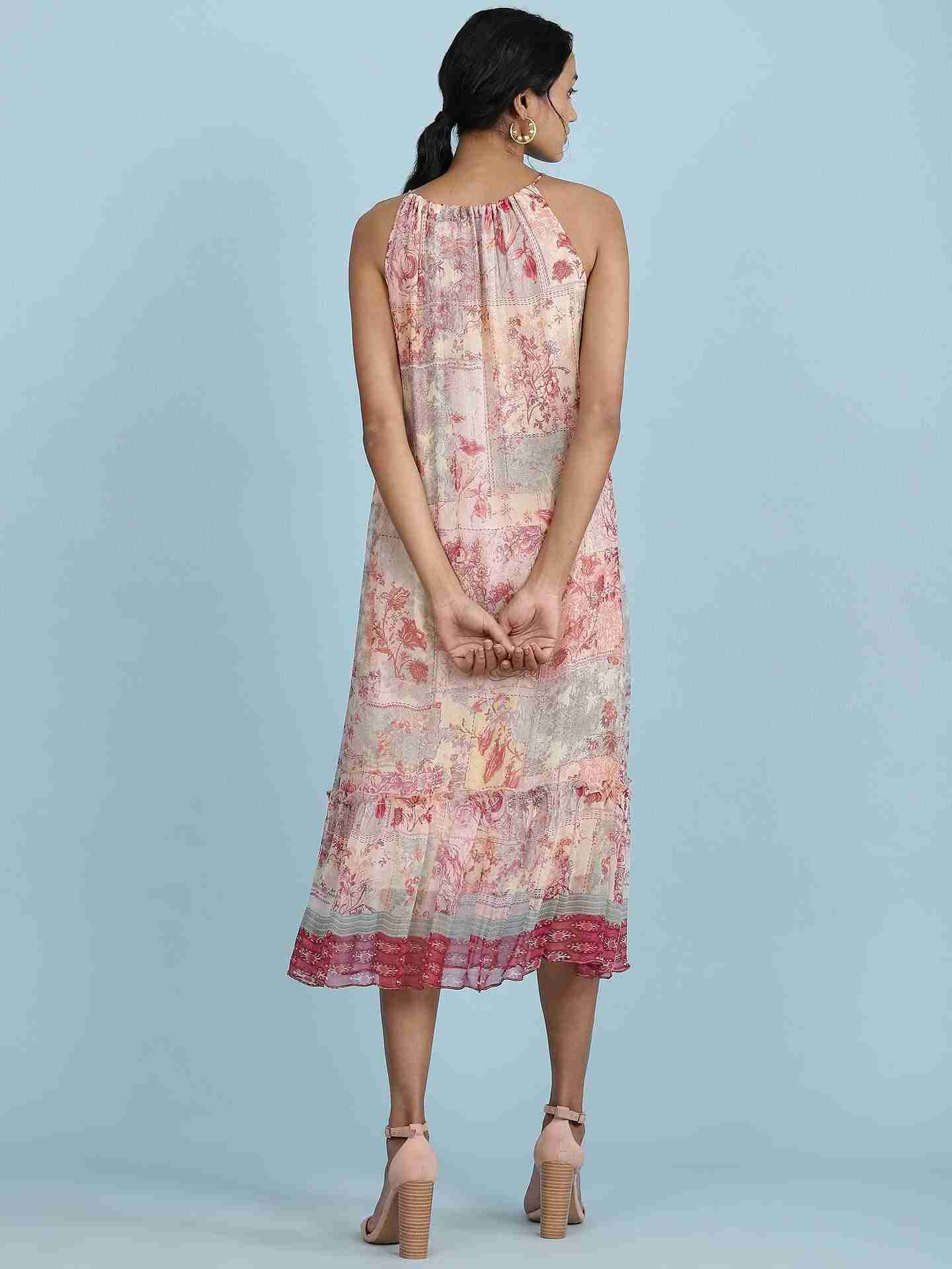 Pink Mili Halter Long Dress