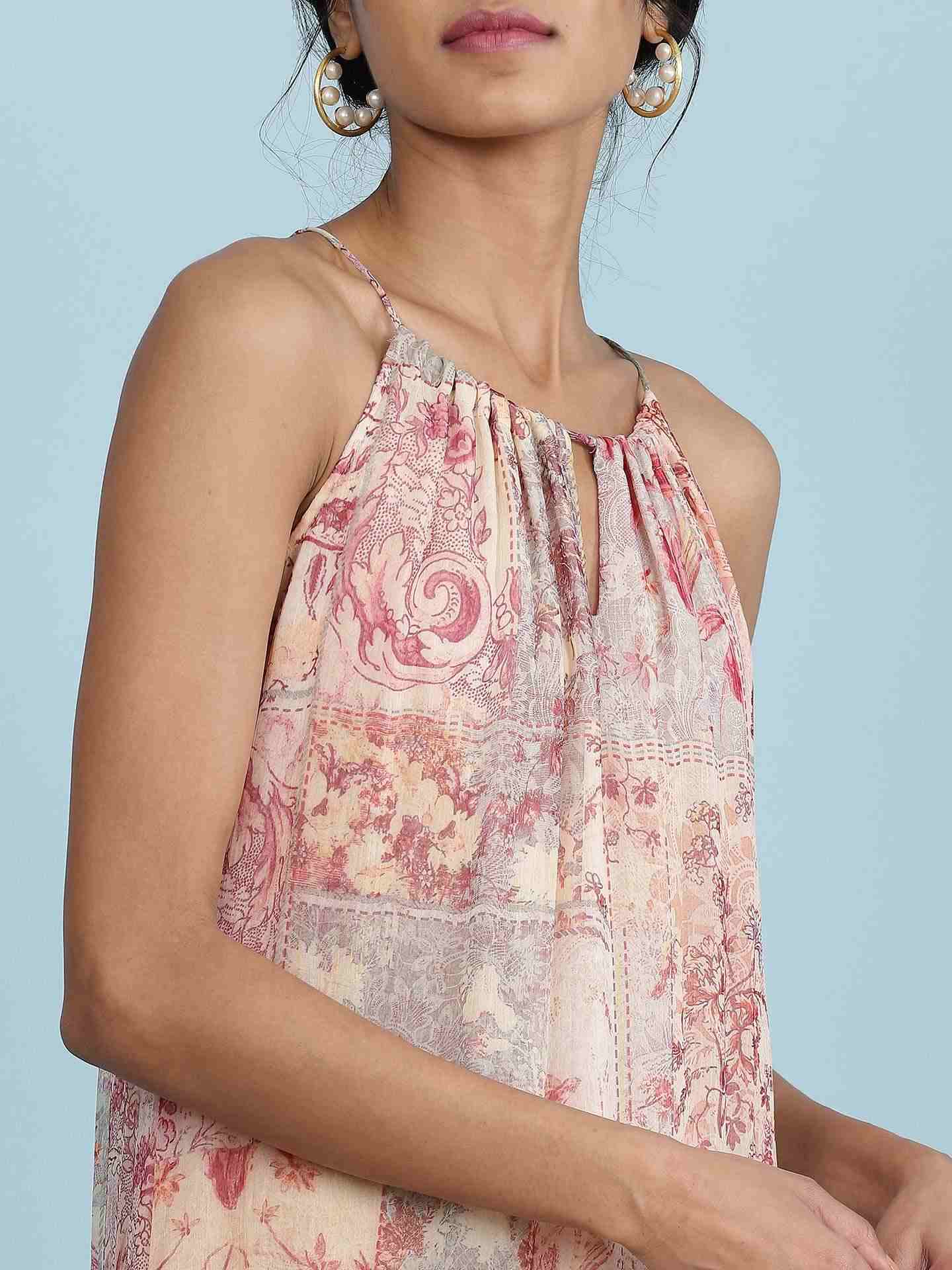Pink Mili Halter Long Dress