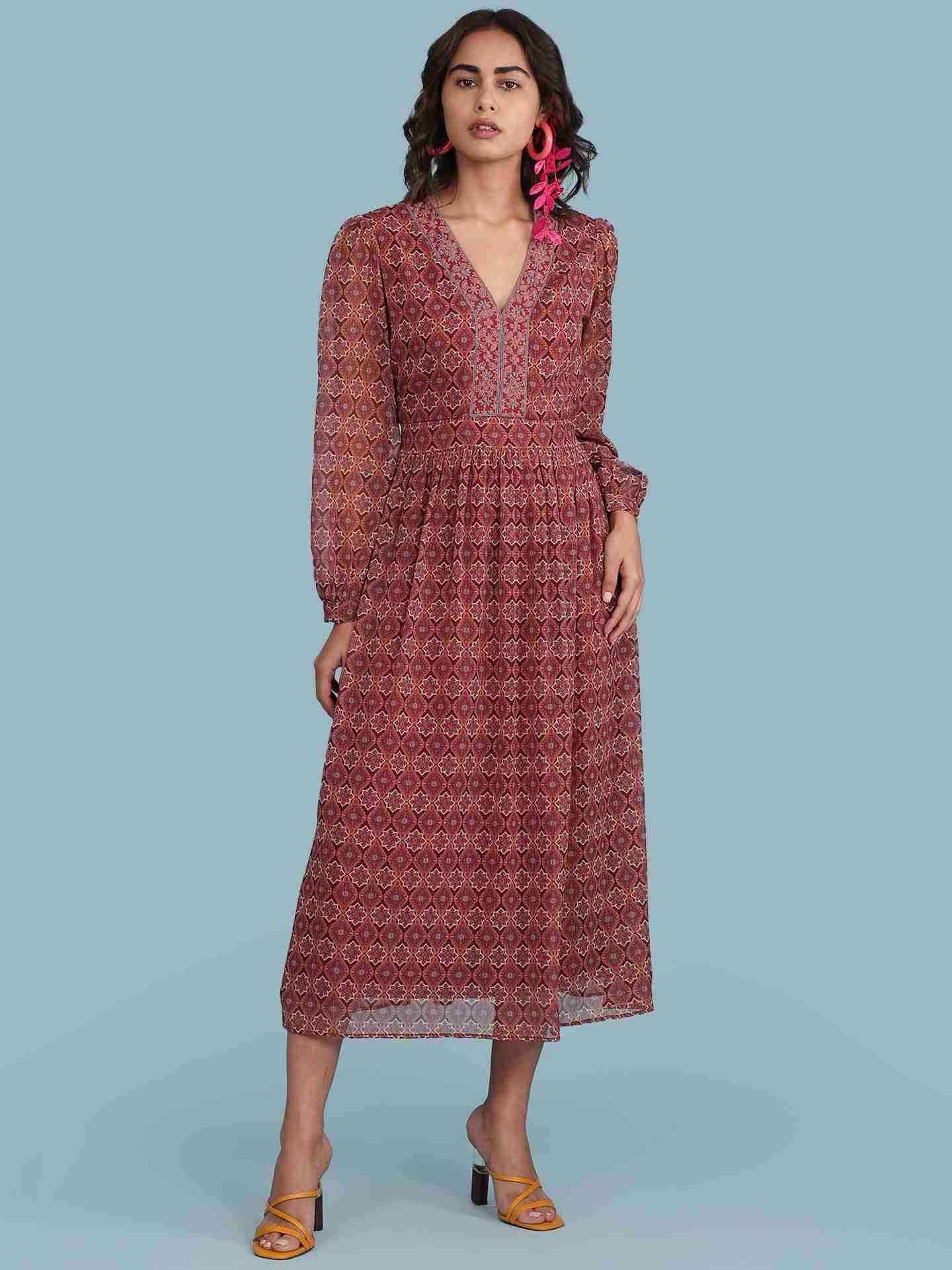 Maroon Mahira Long Dress