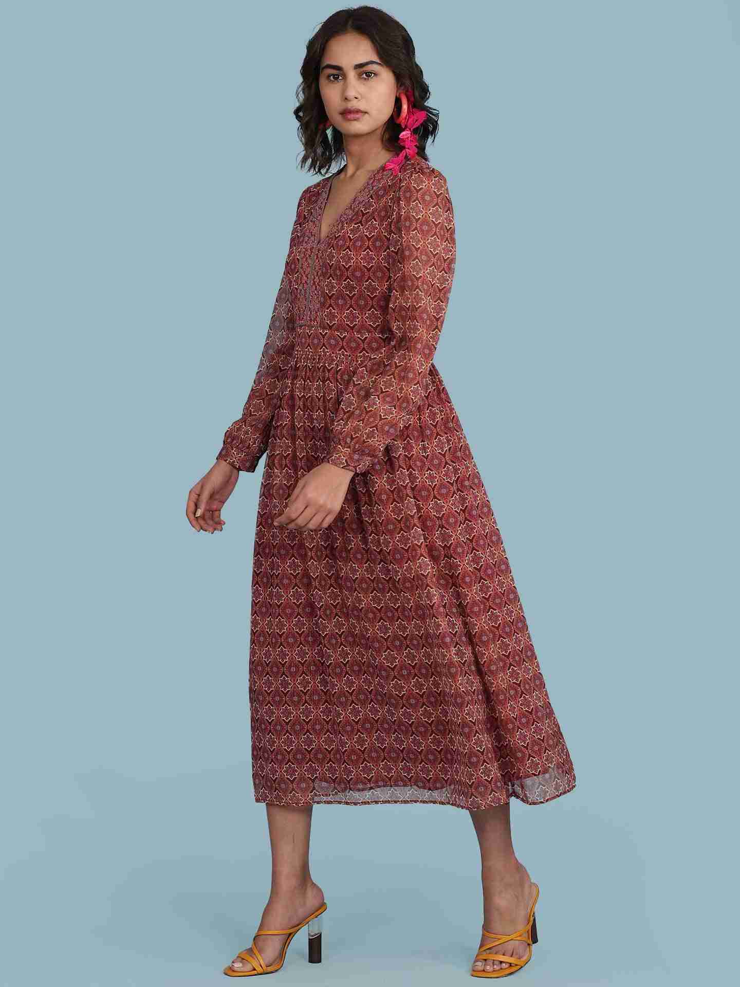 Maroon Mahira Long Dress