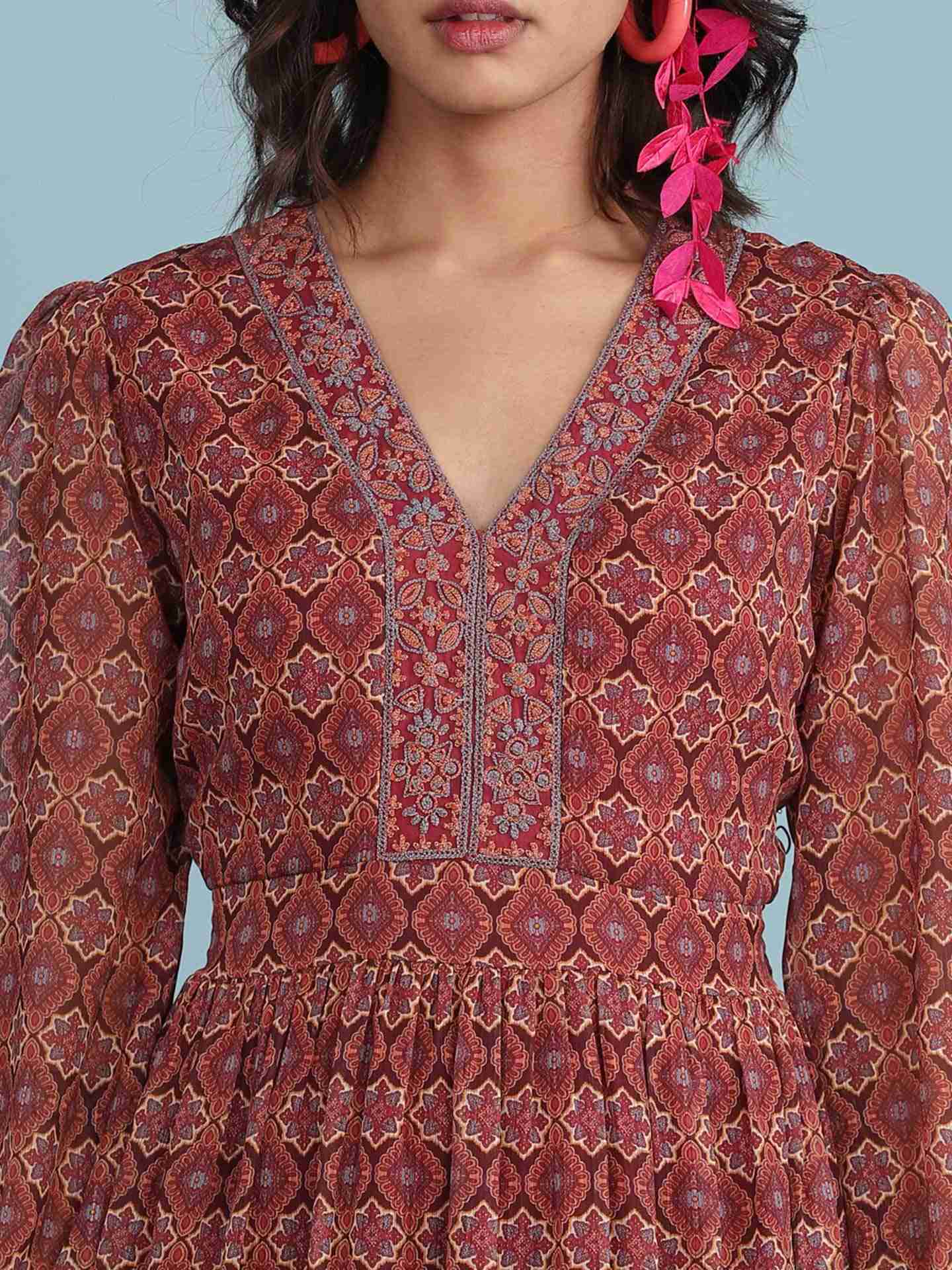 Maroon Mahira Long Dress