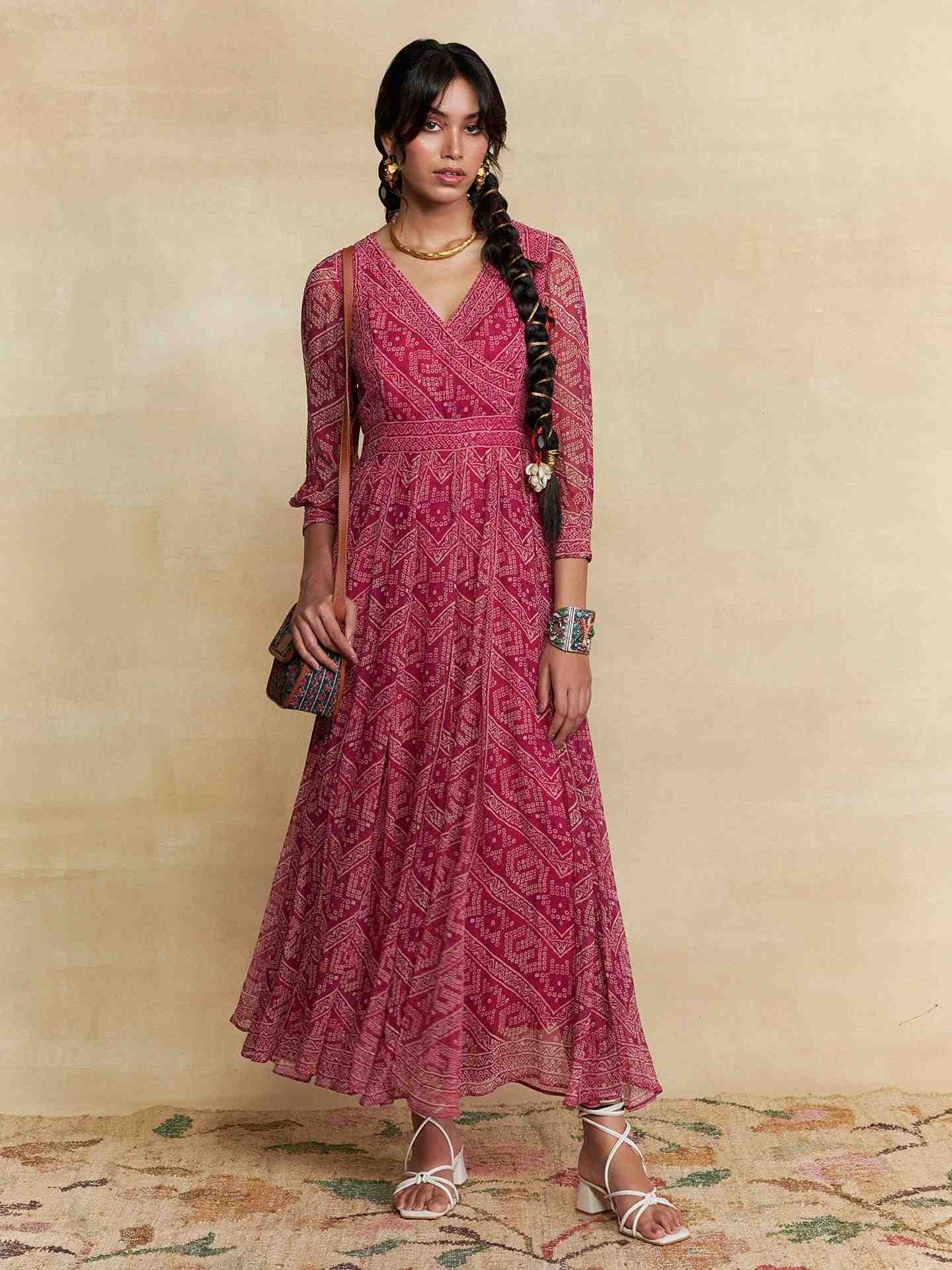 Wine Pihu Long Dress