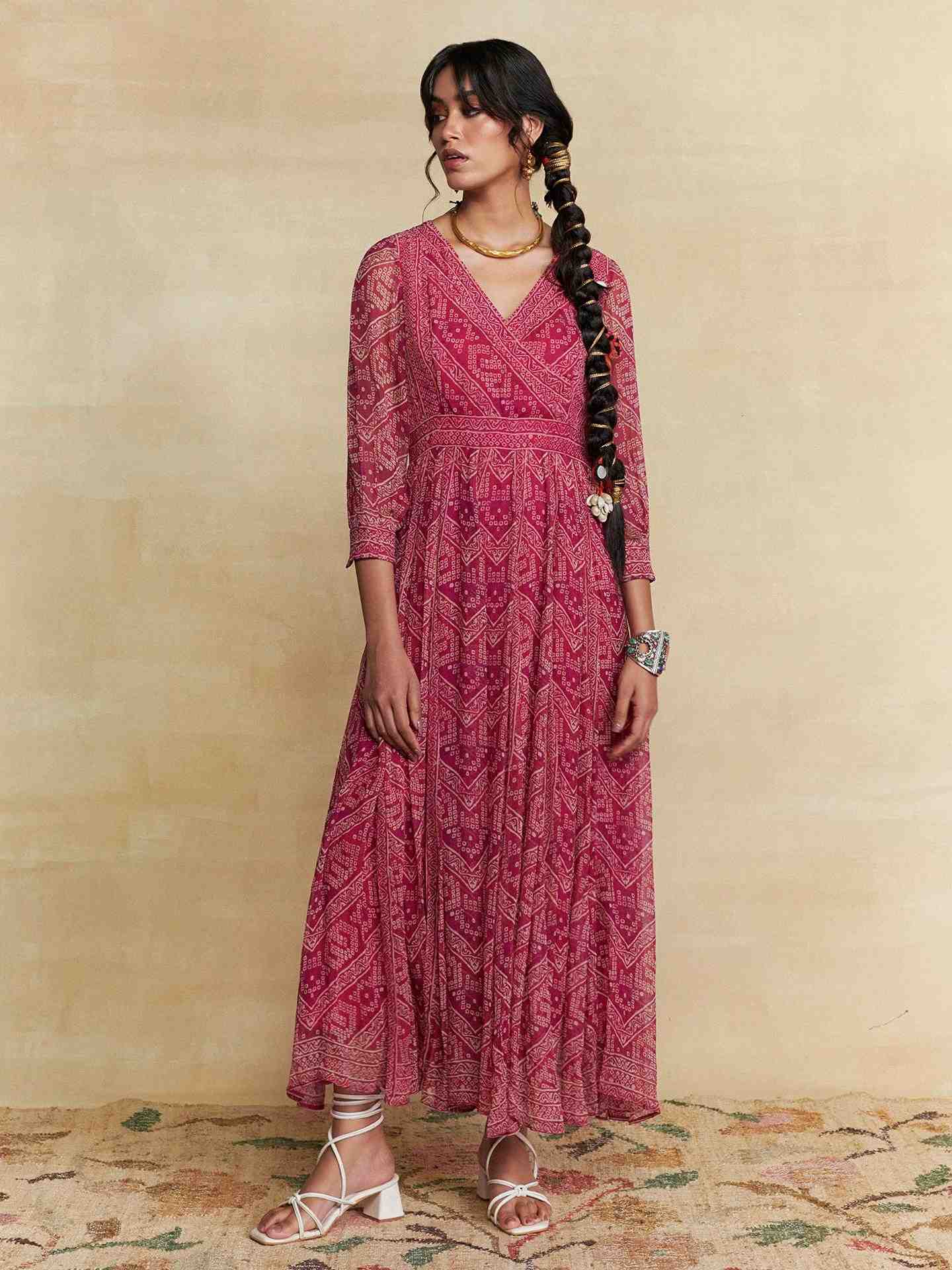 Wine Pihu Long Dress