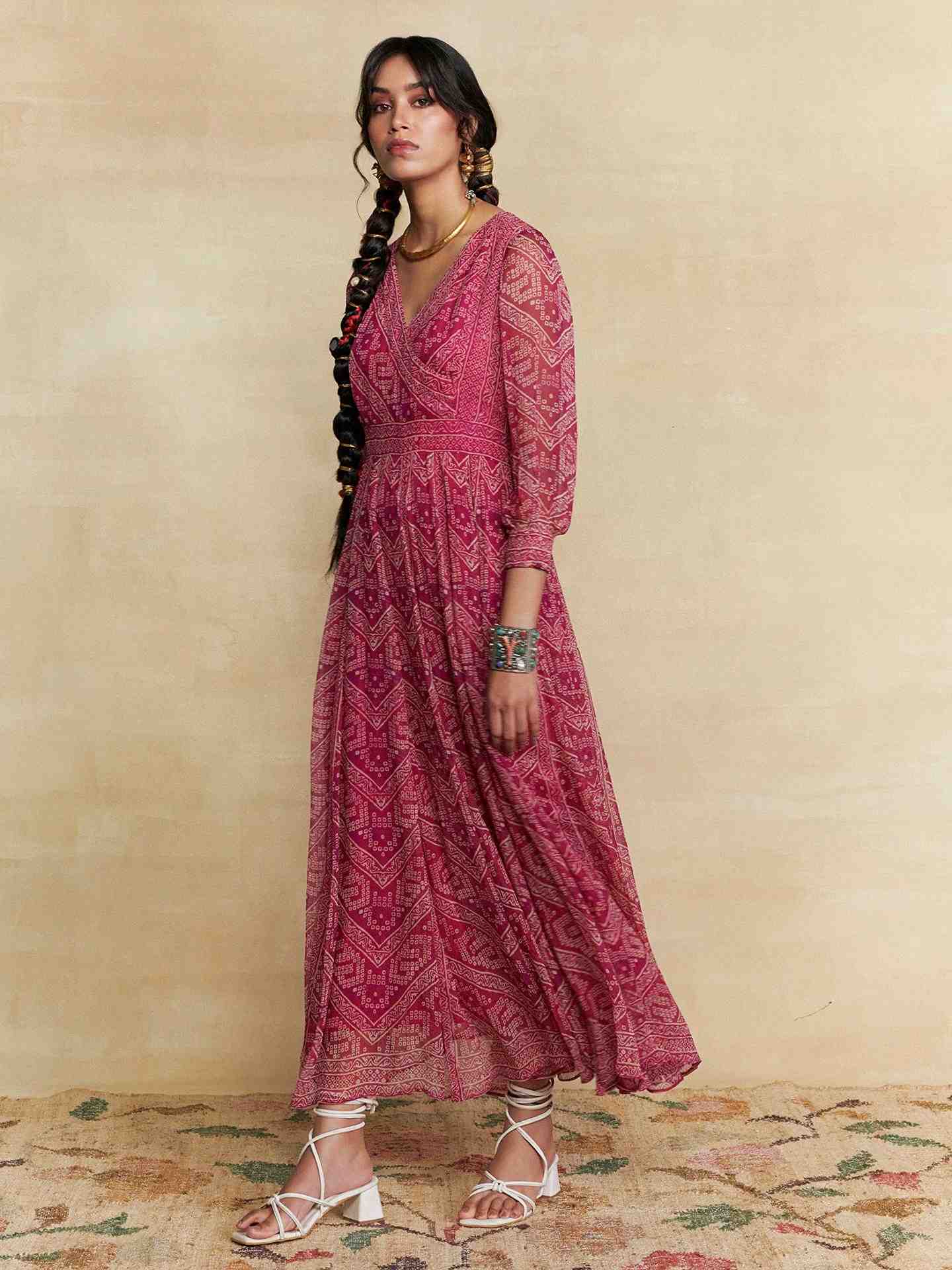 Wine Pihu Long Dress