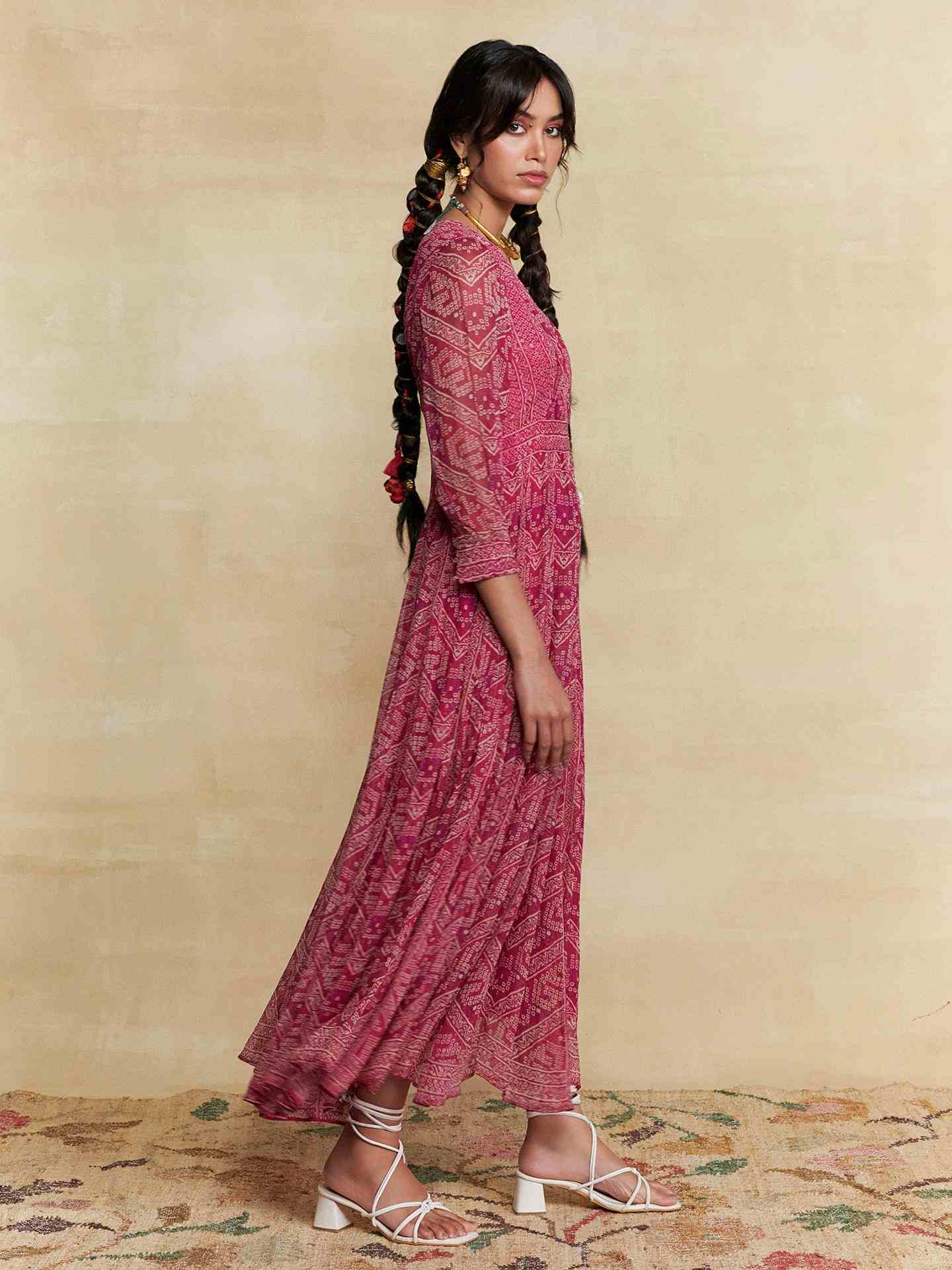 Wine Pihu Long Dress