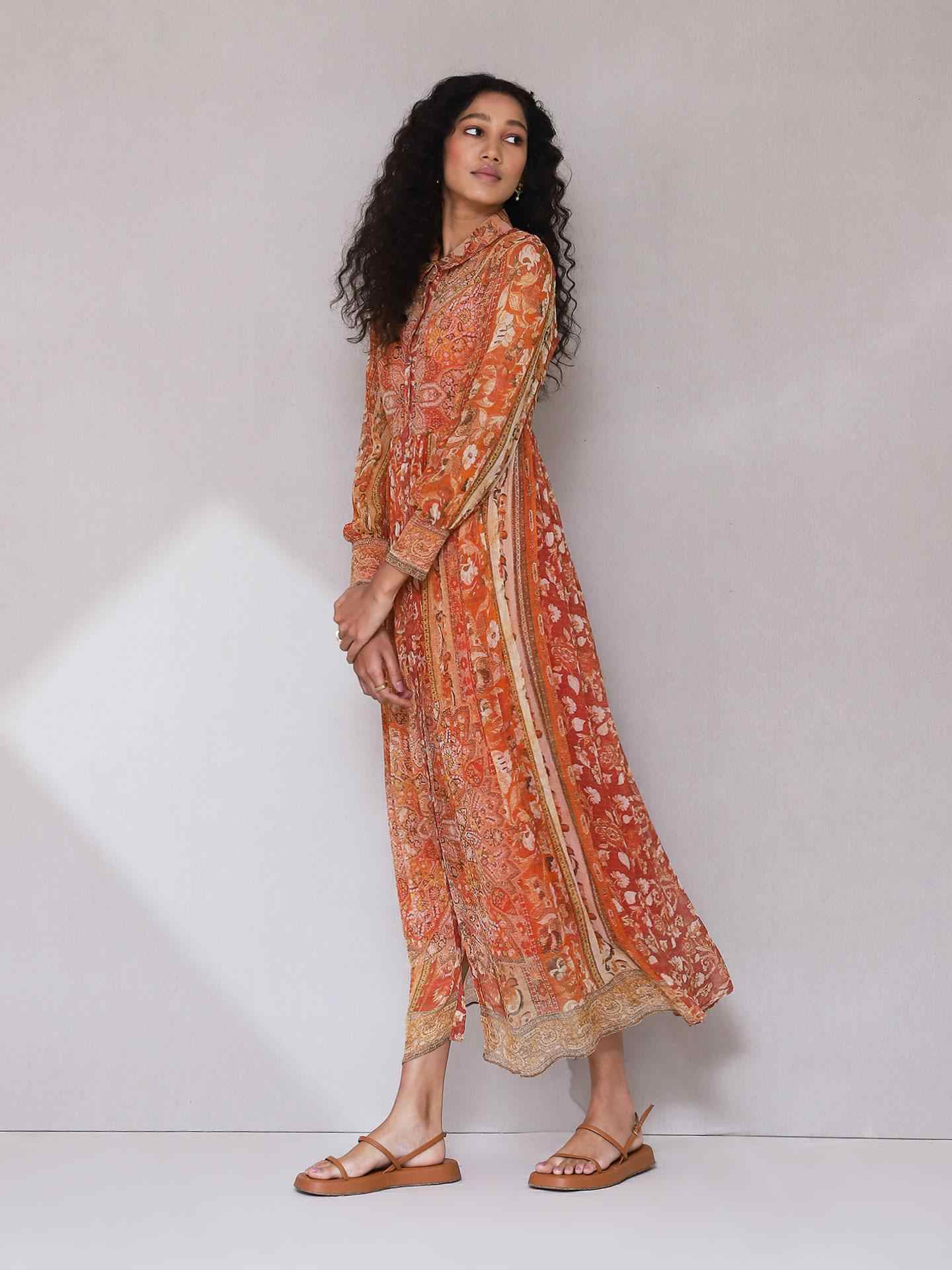 Rust Mogra Long Dress