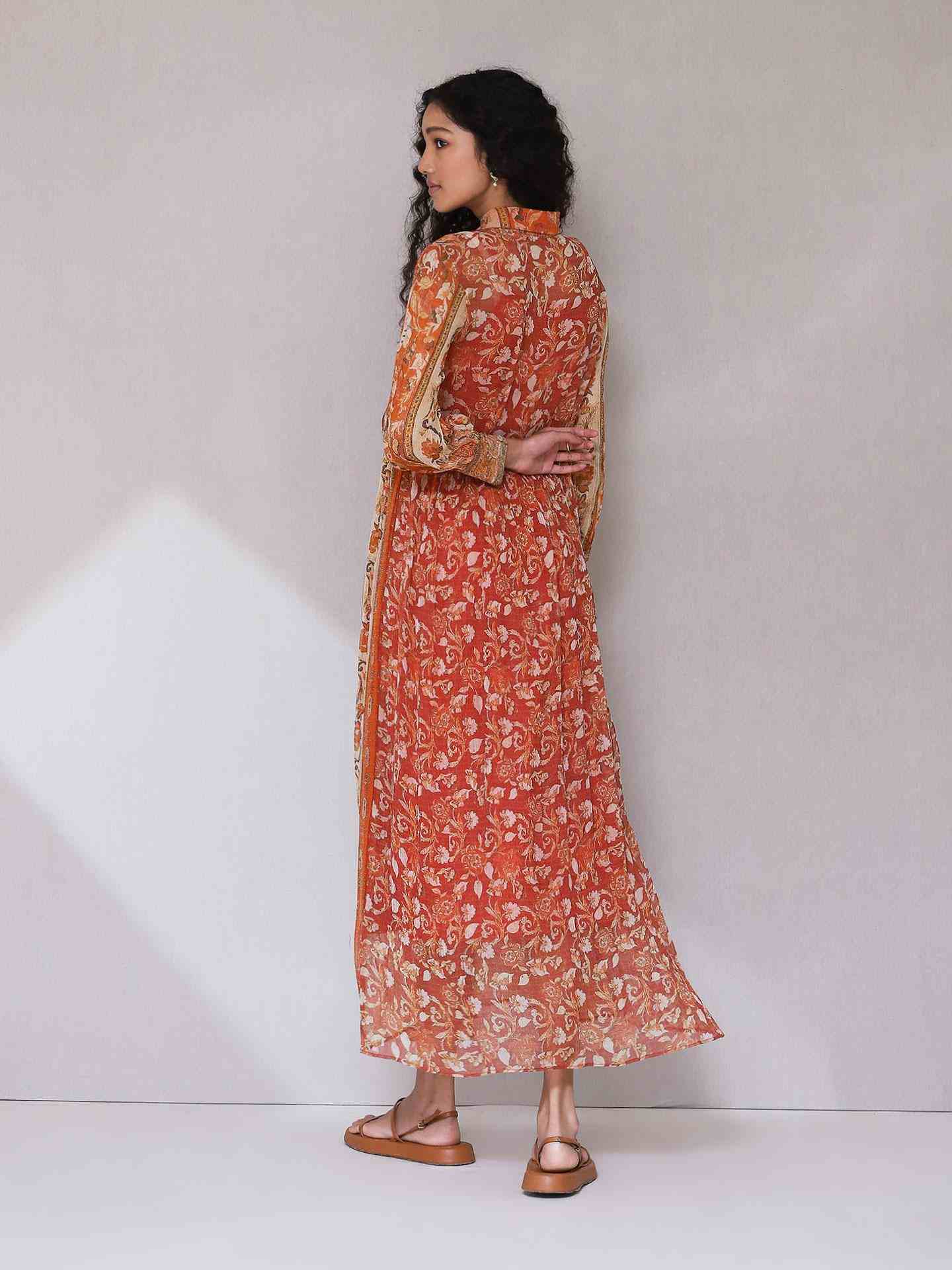 Rust Mogra Long Dress
