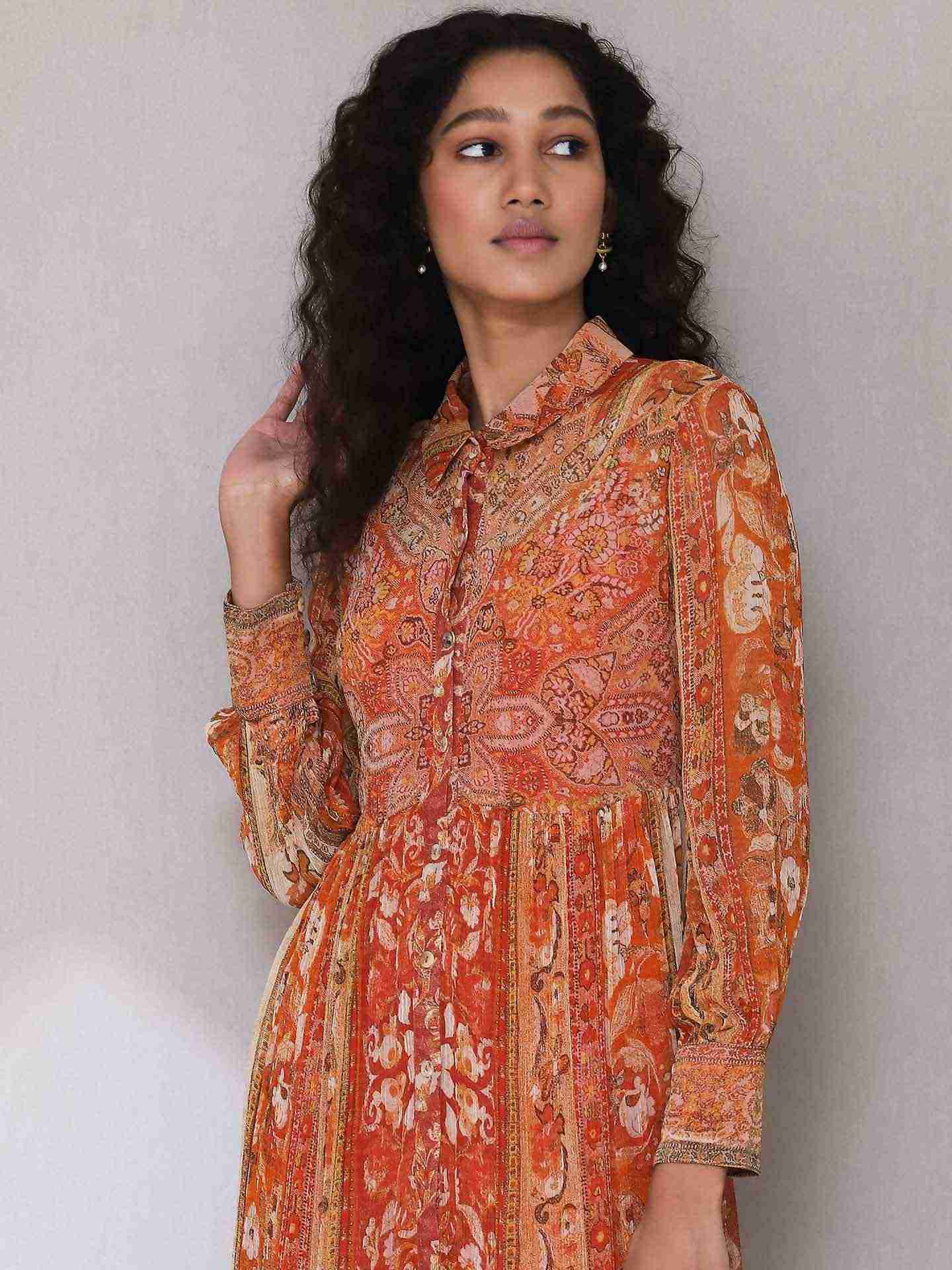 Rust Mogra Long Dress